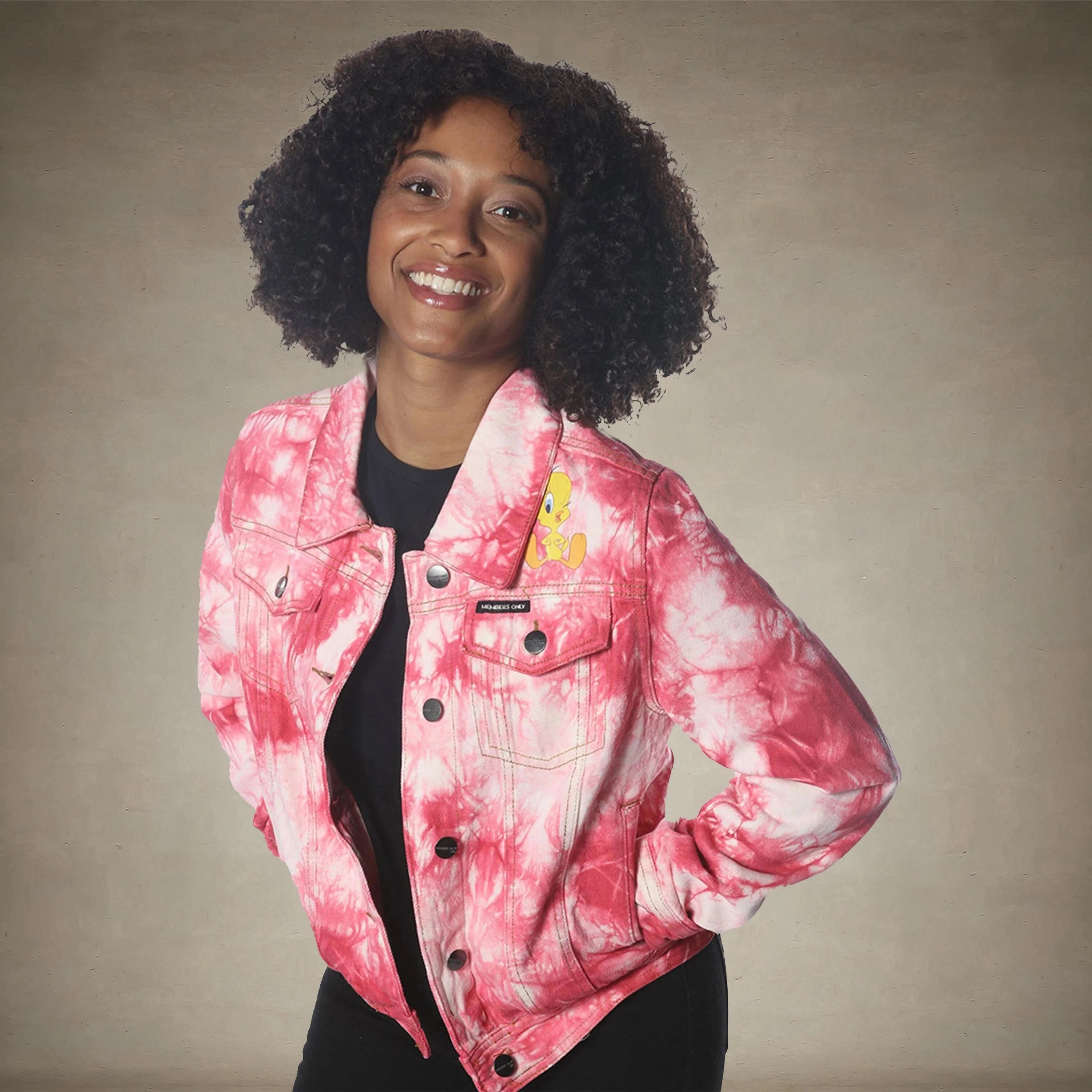 Women's Bull Denim Looney Tunes Trucker Jacket - FINAL SALE Womens Jacket Members Only® Pink Small