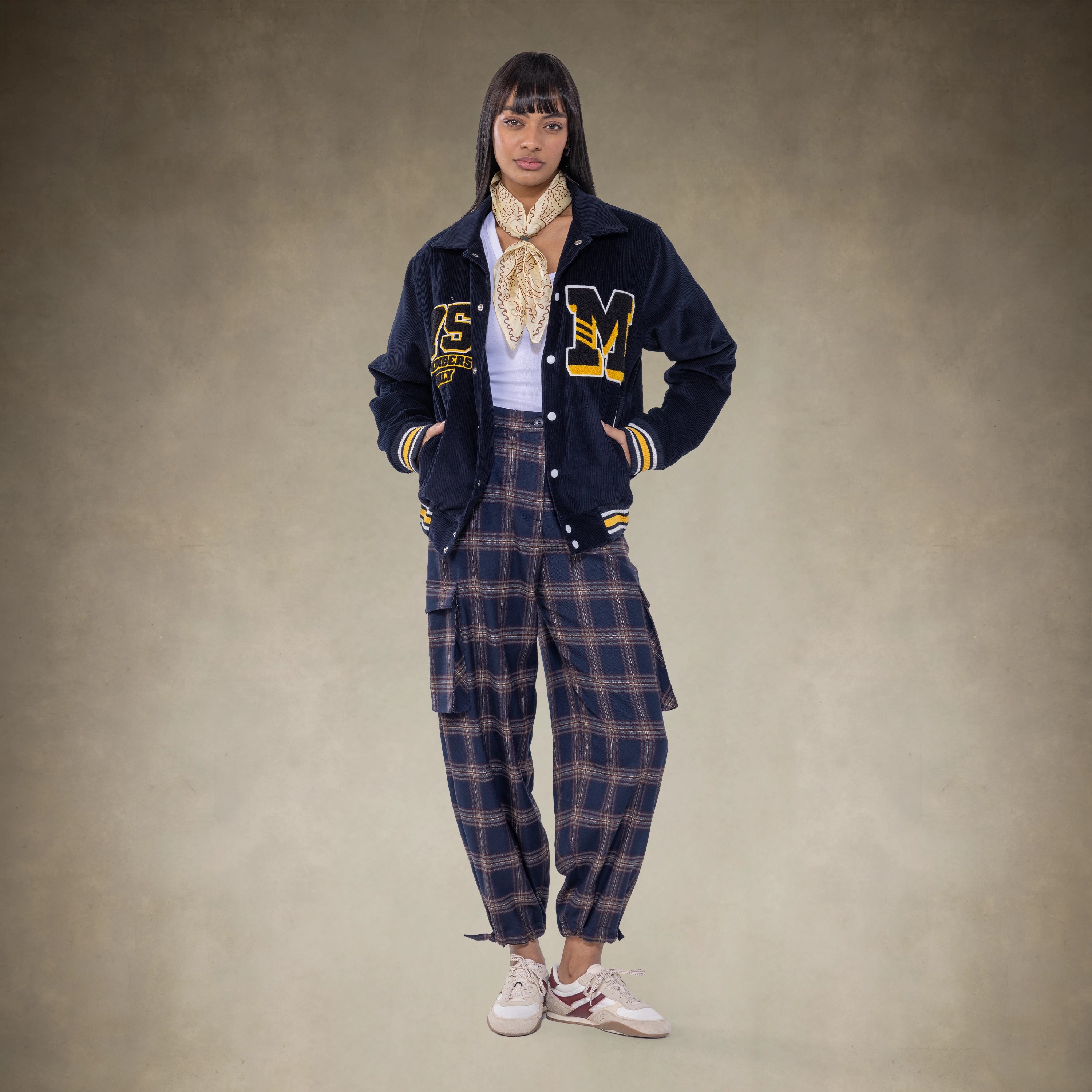 Varsity jacket made with Corduroy material