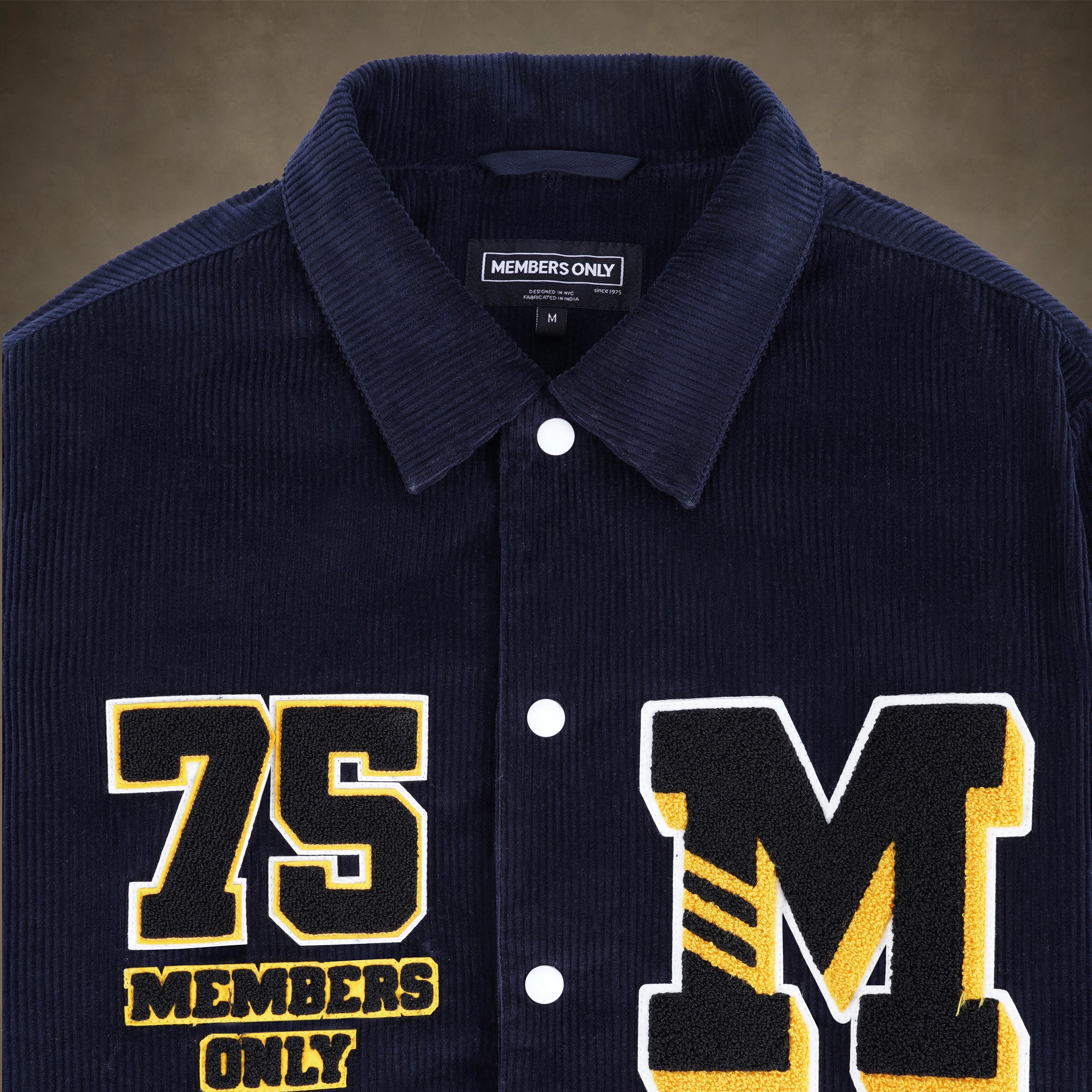 Front view Corduroy varsity jacket for men