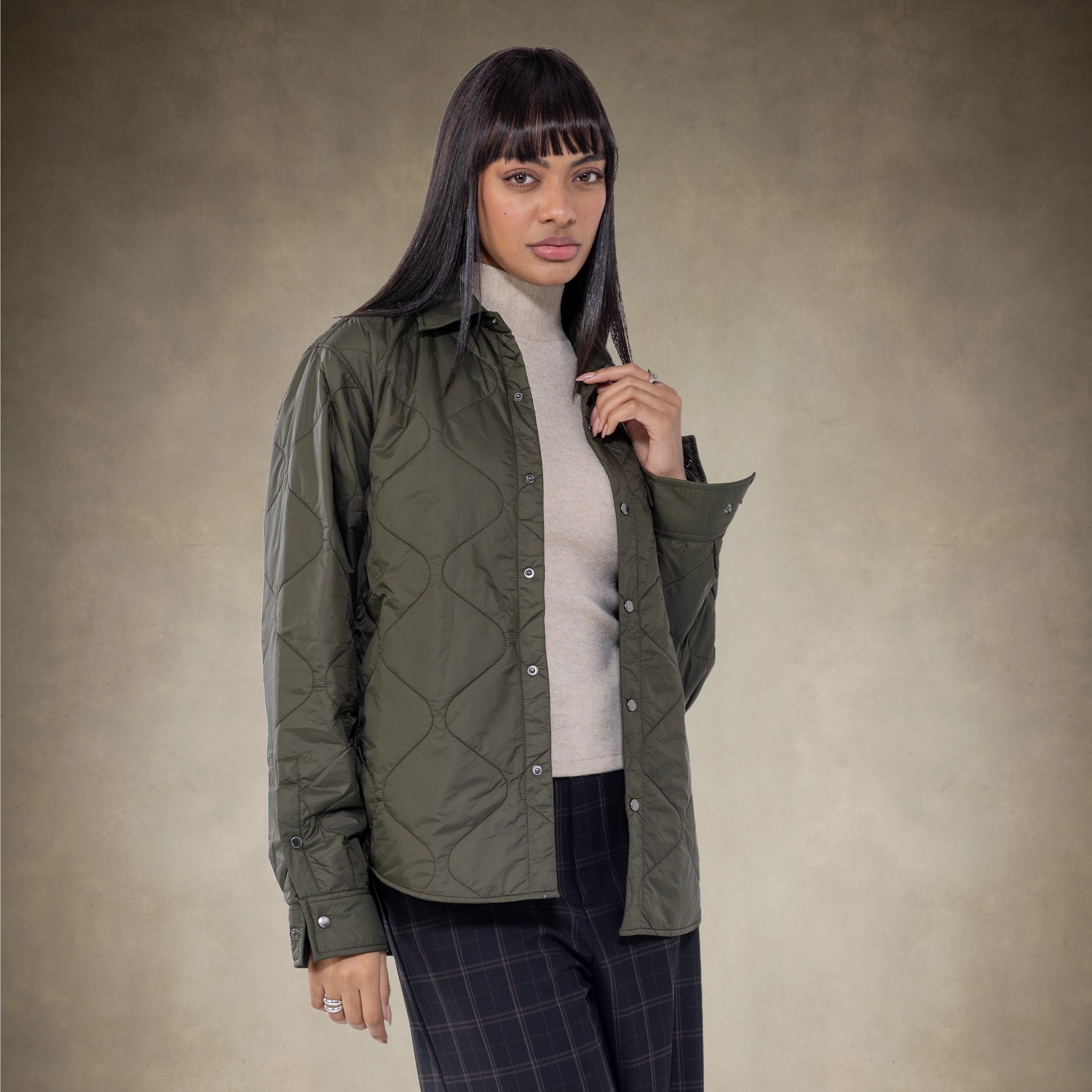 Women's Oversized Quilted Shirt Jacket