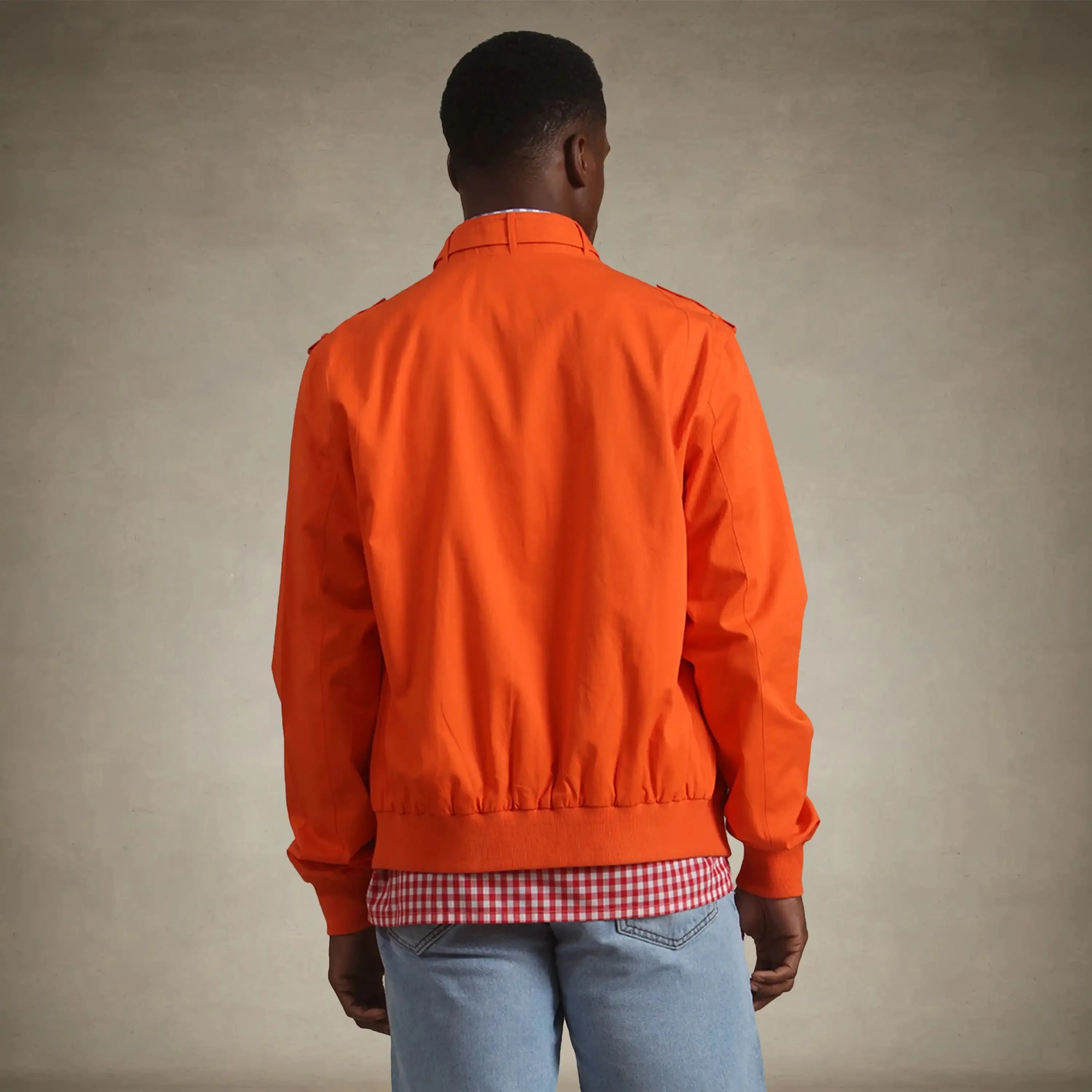members only men's classic iconic racer jacket orange