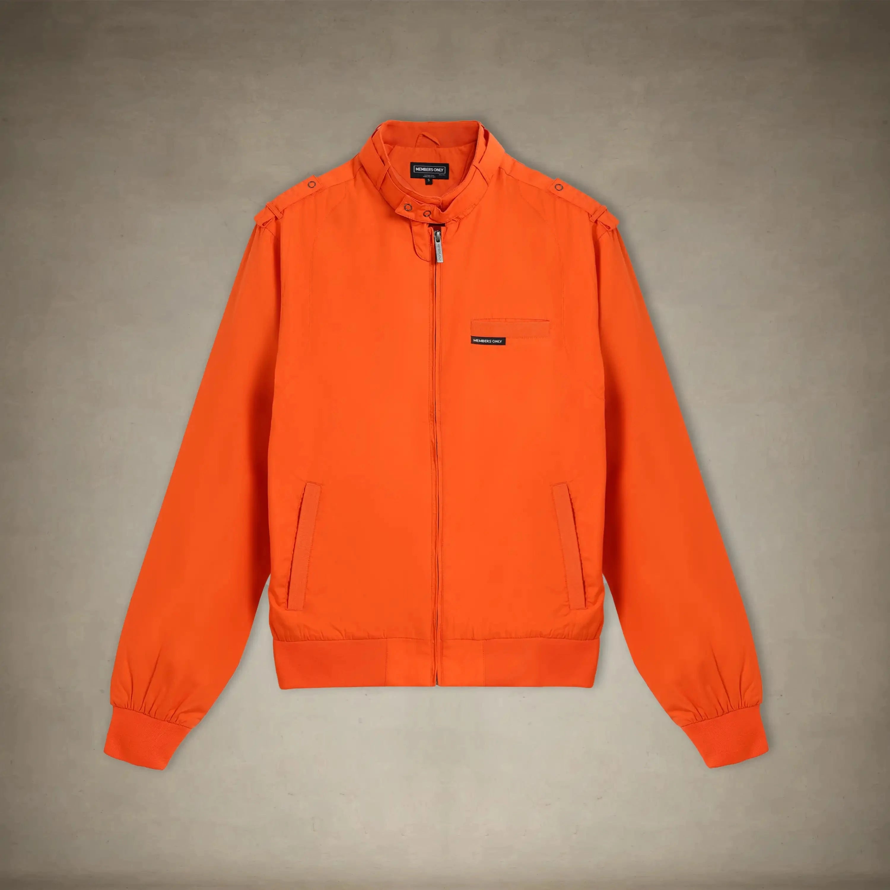 members only men's classic iconic racer jacket orange