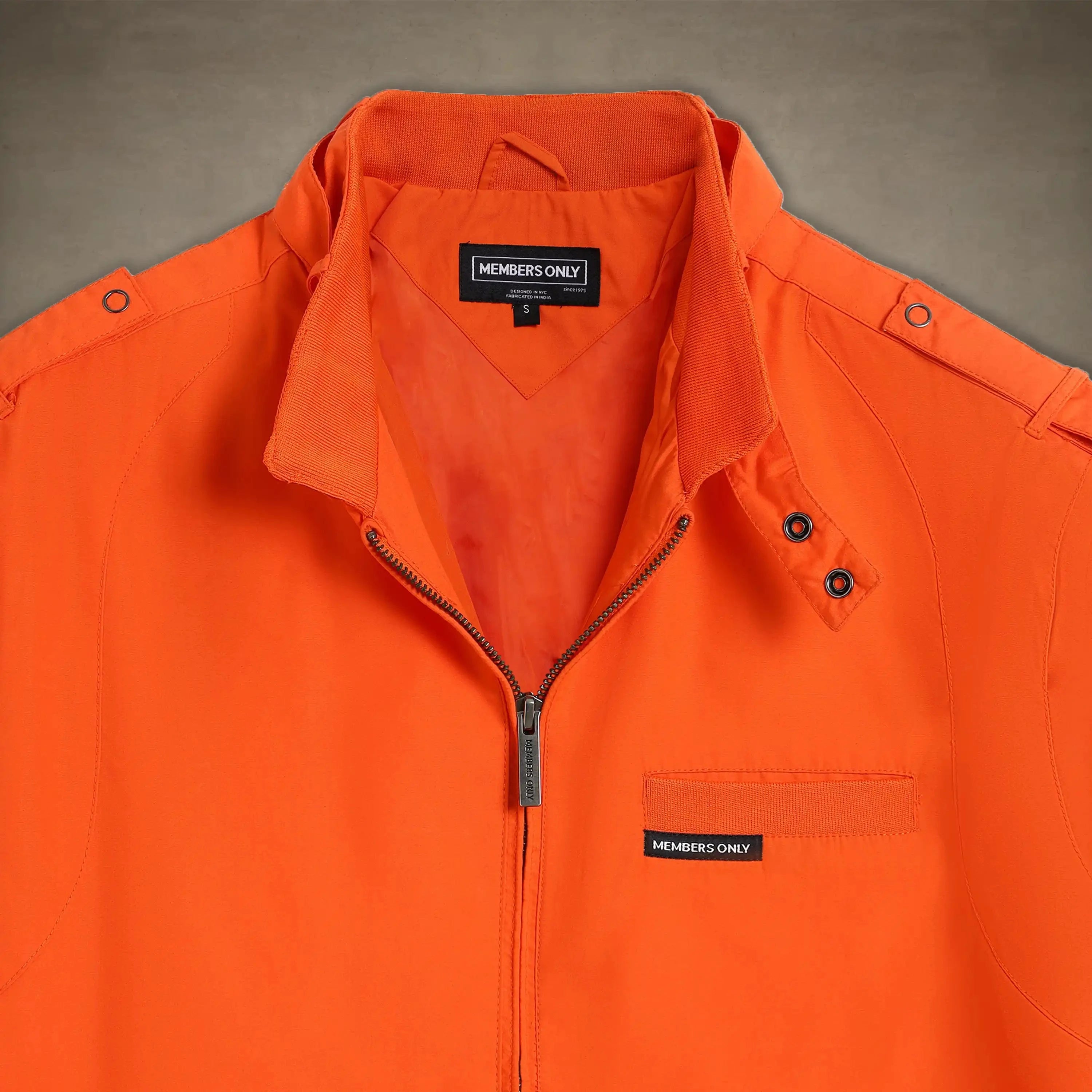 members only men's classic iconic racer jacket orange