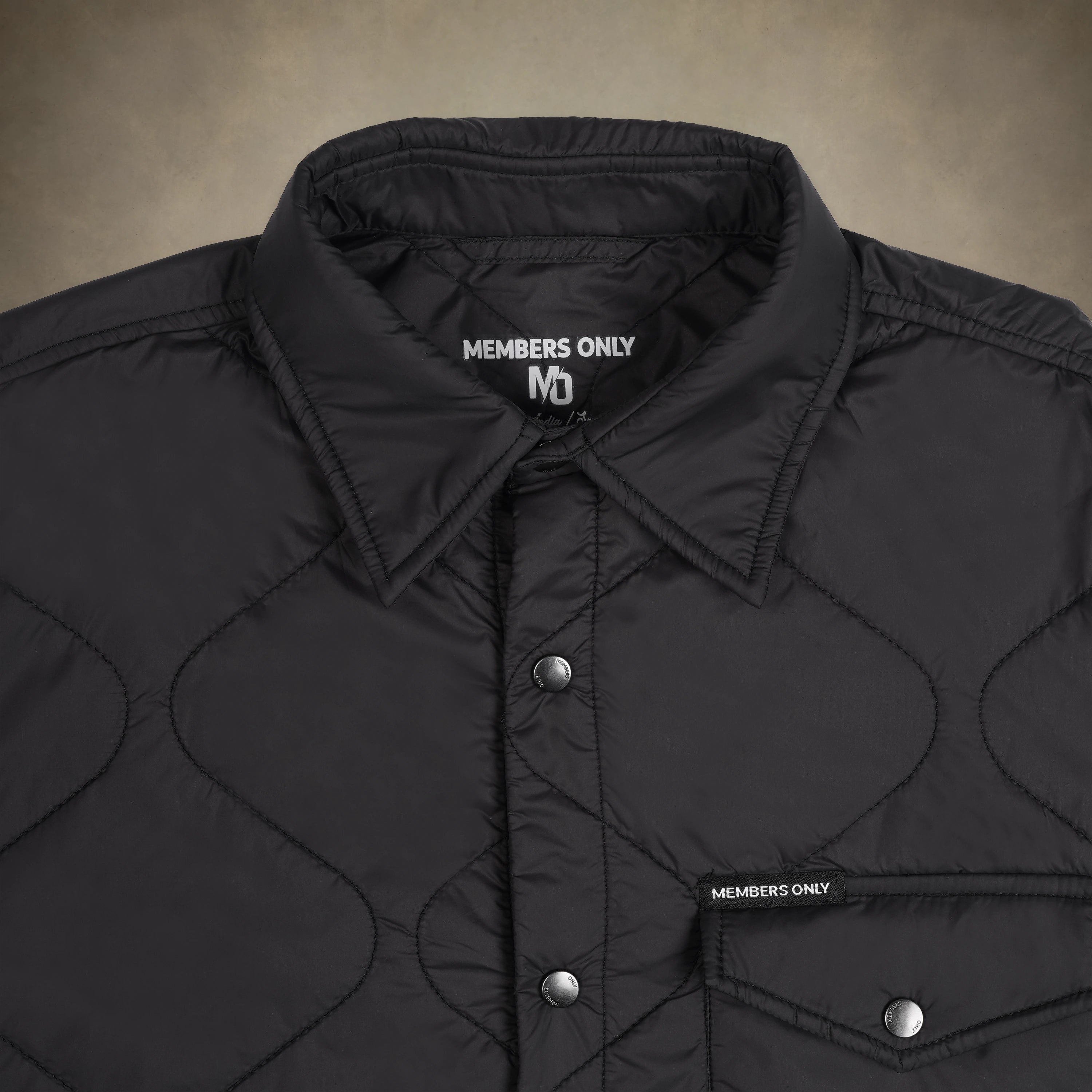 members only men's winter fashion black quilted shirt jacket