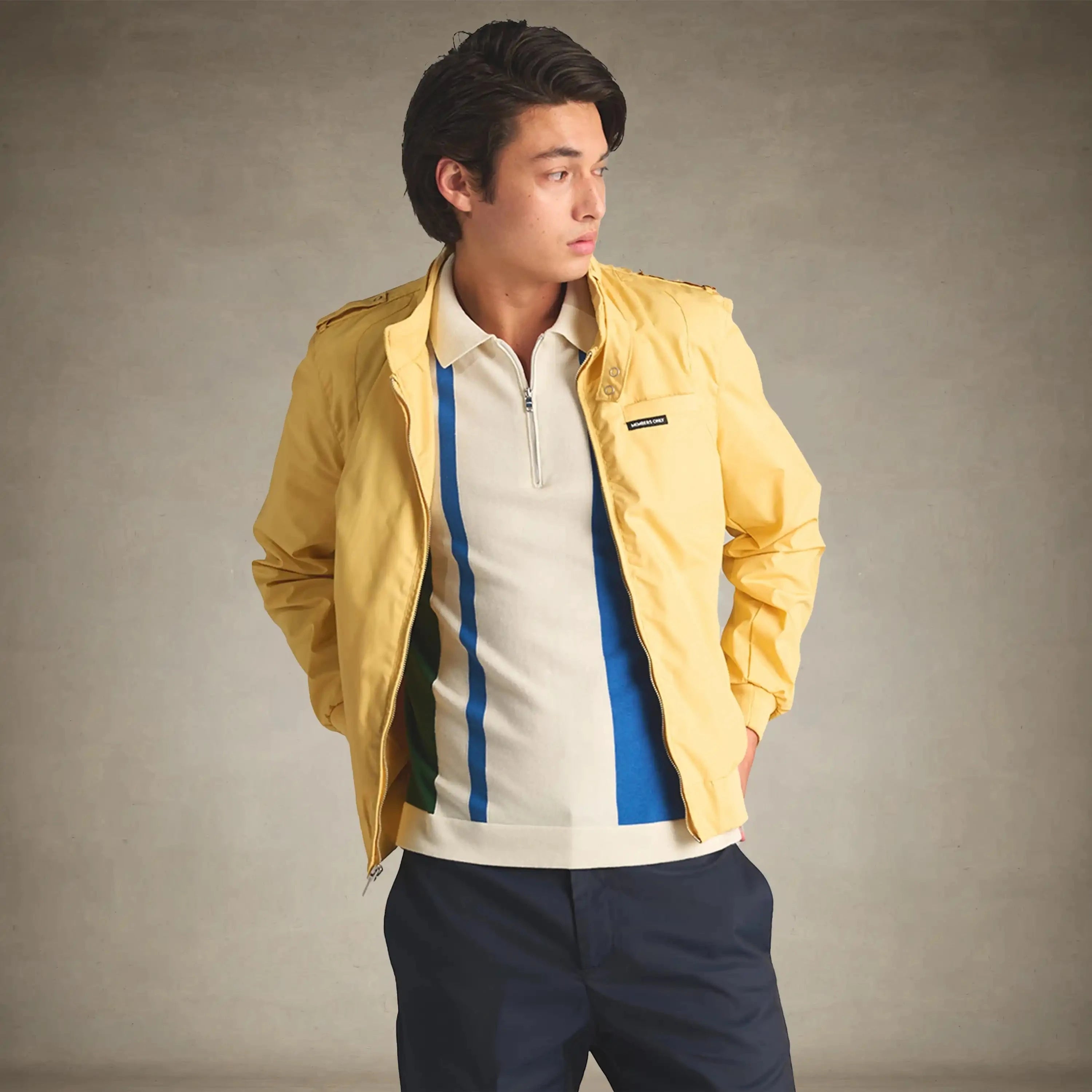 members only iconic racer jacket for men soft yellow