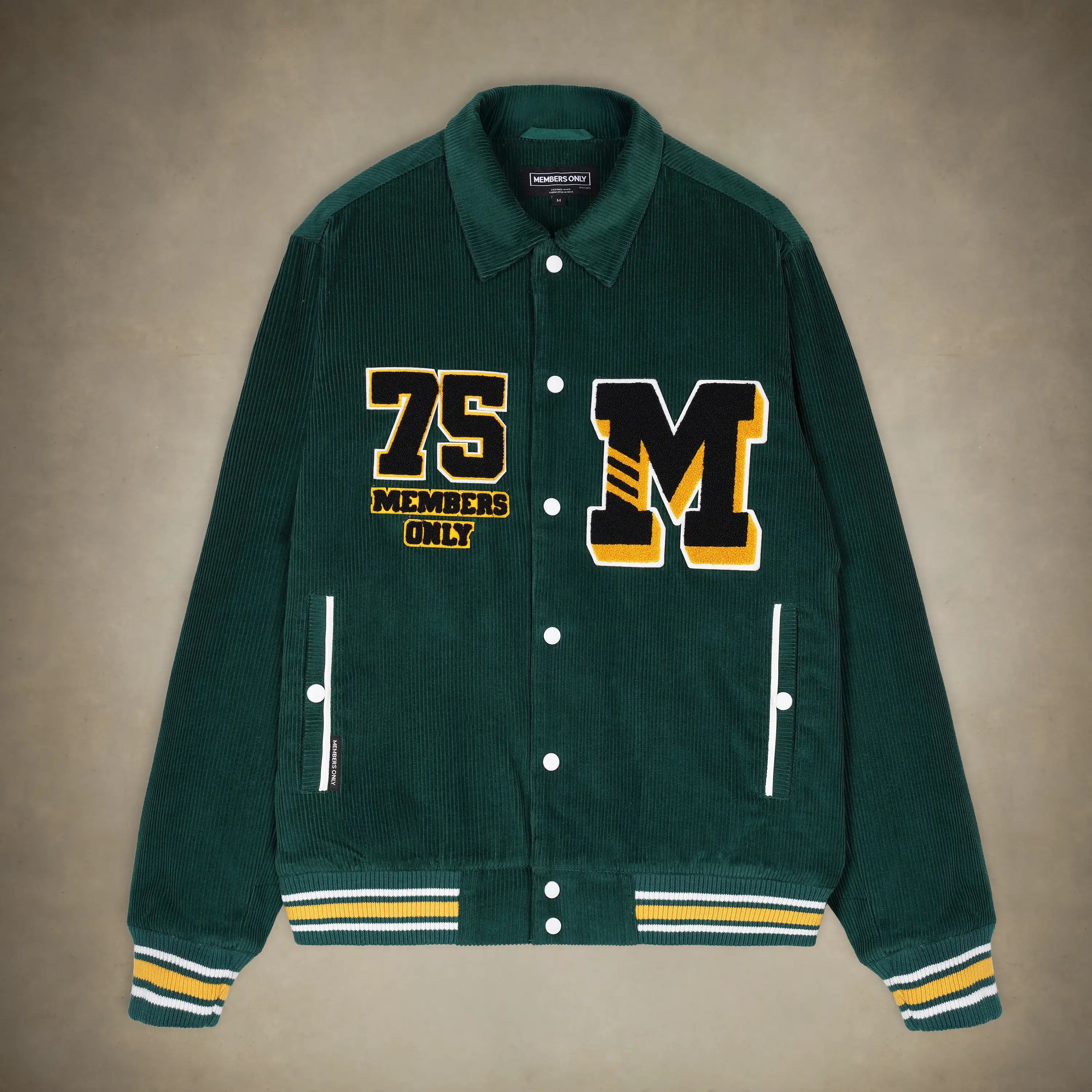 Members Only Men's Corduroy Varsity Jacket Green