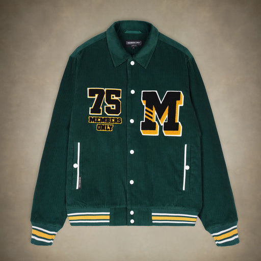 Members Only Men's Corduroy Varsity Jacket Green