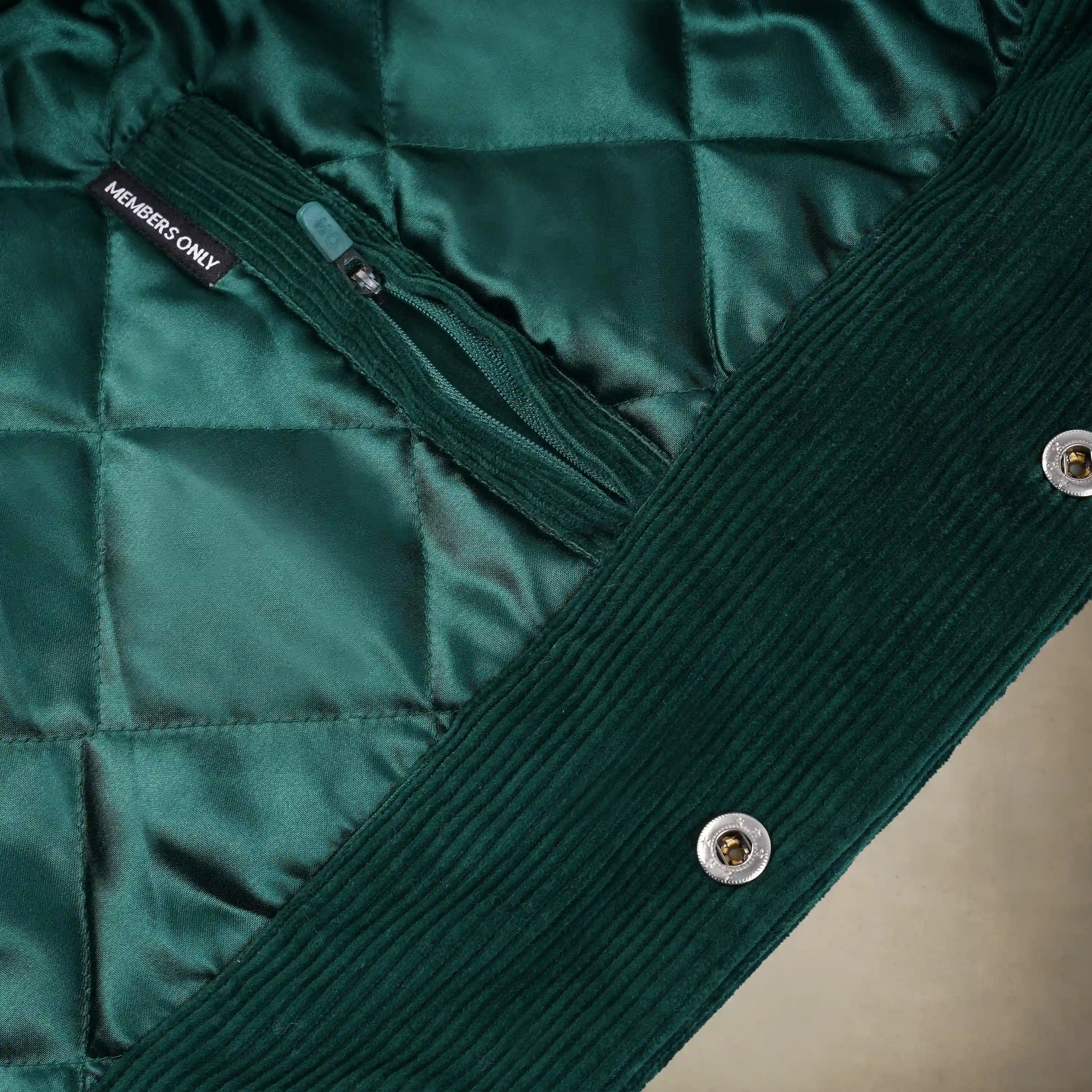 members only men's corduroy varsity jackets green