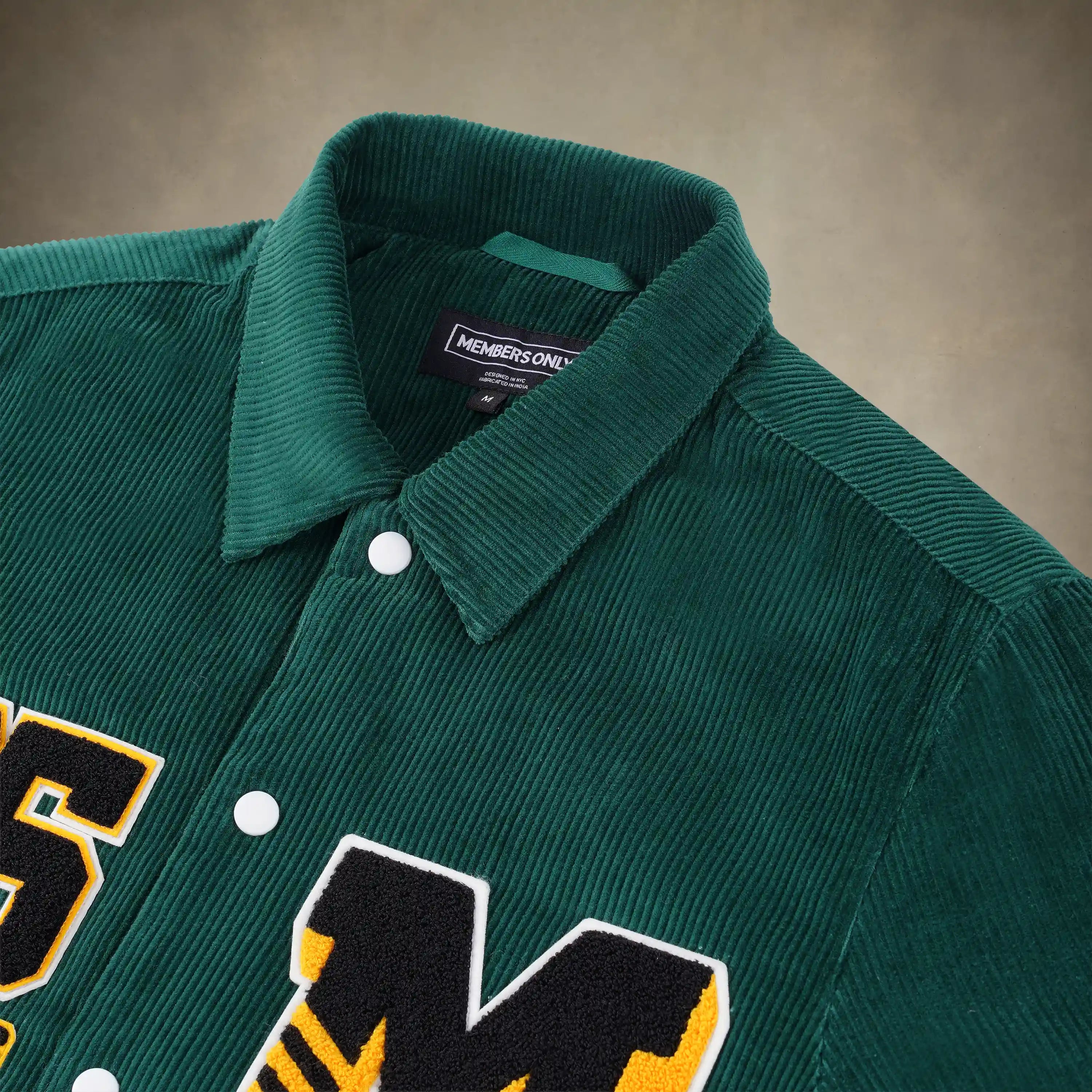 members only mens varsity jacket green