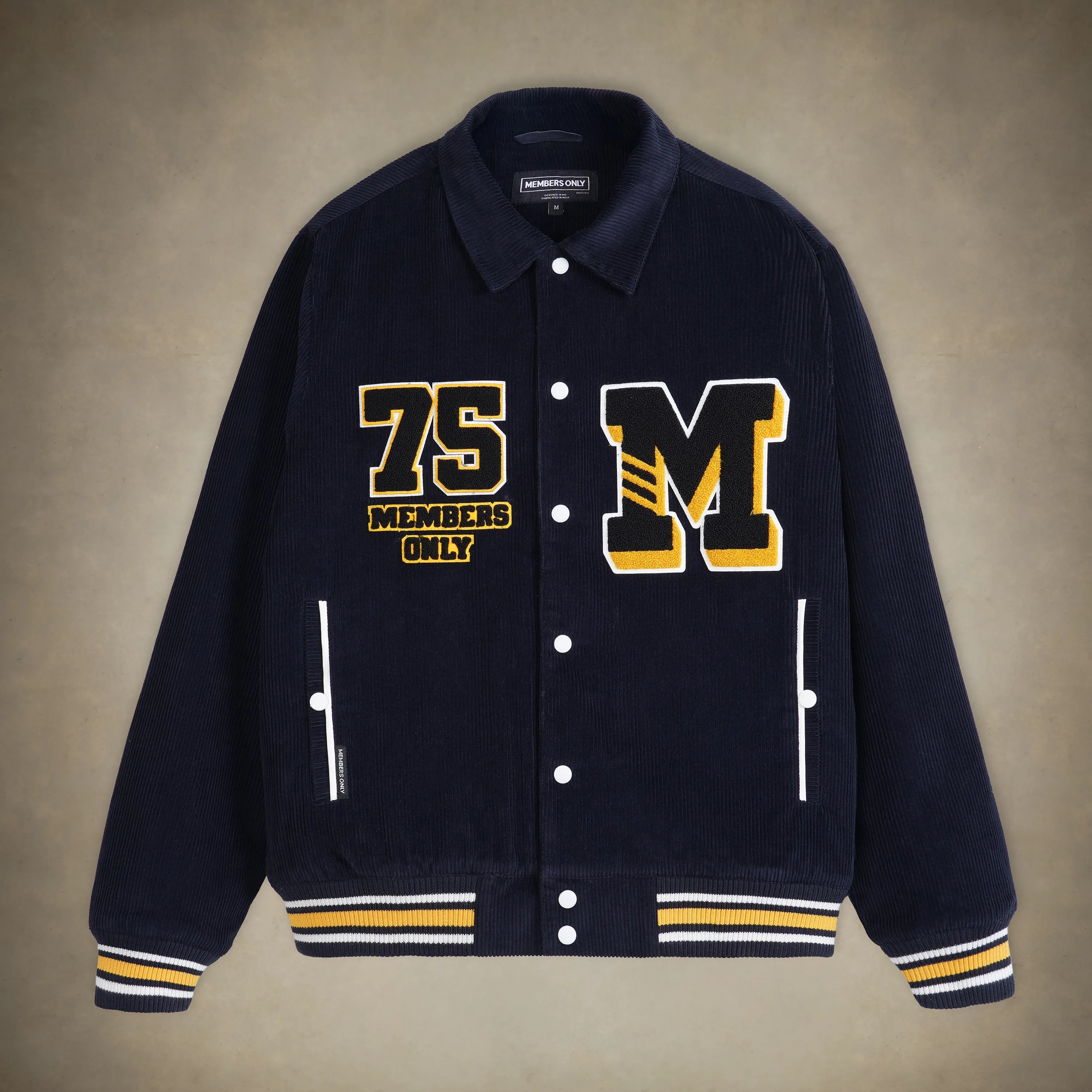 Members Only Men's Corduroy Varsity Jacket Navy