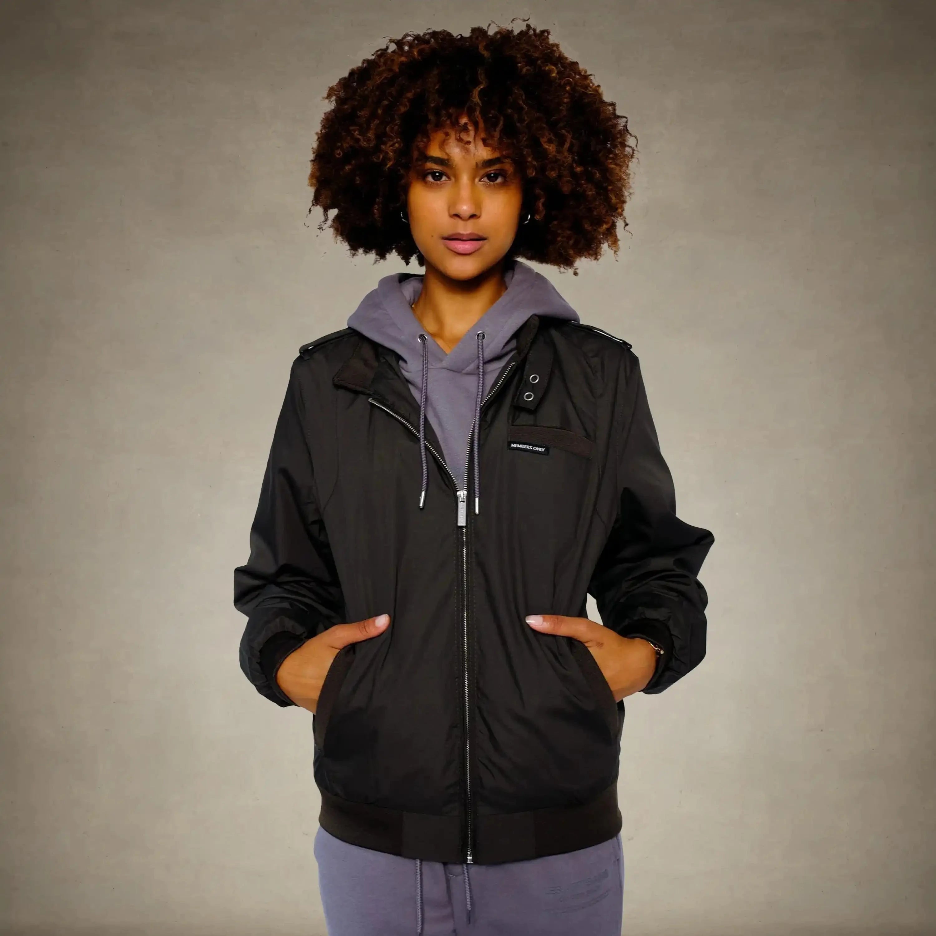 members only black oversized jacket for women small