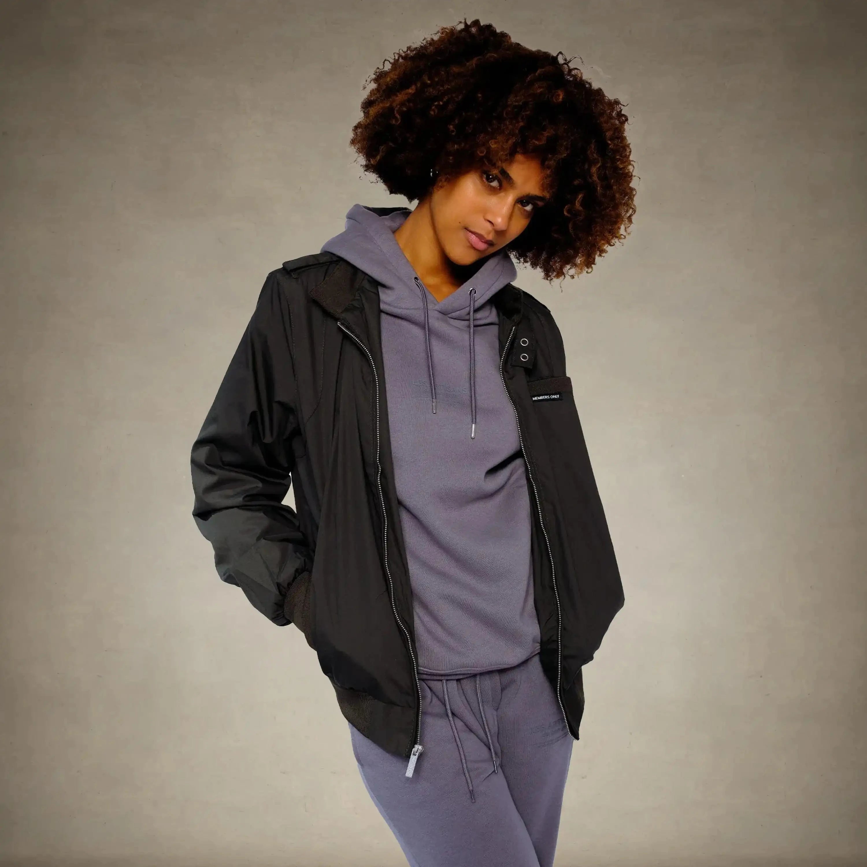 members only black oversized jacket for women