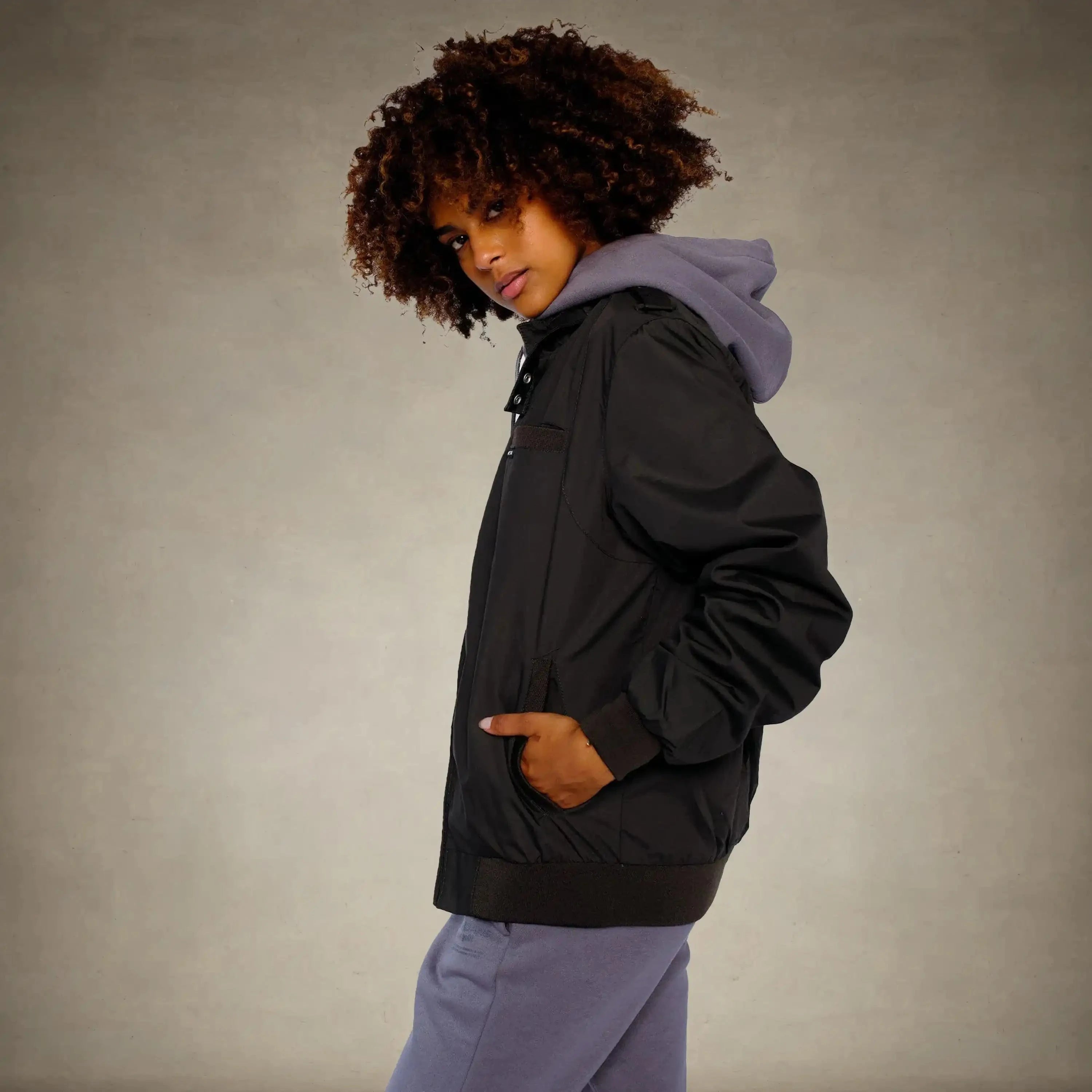 members only black oversized jacket for women