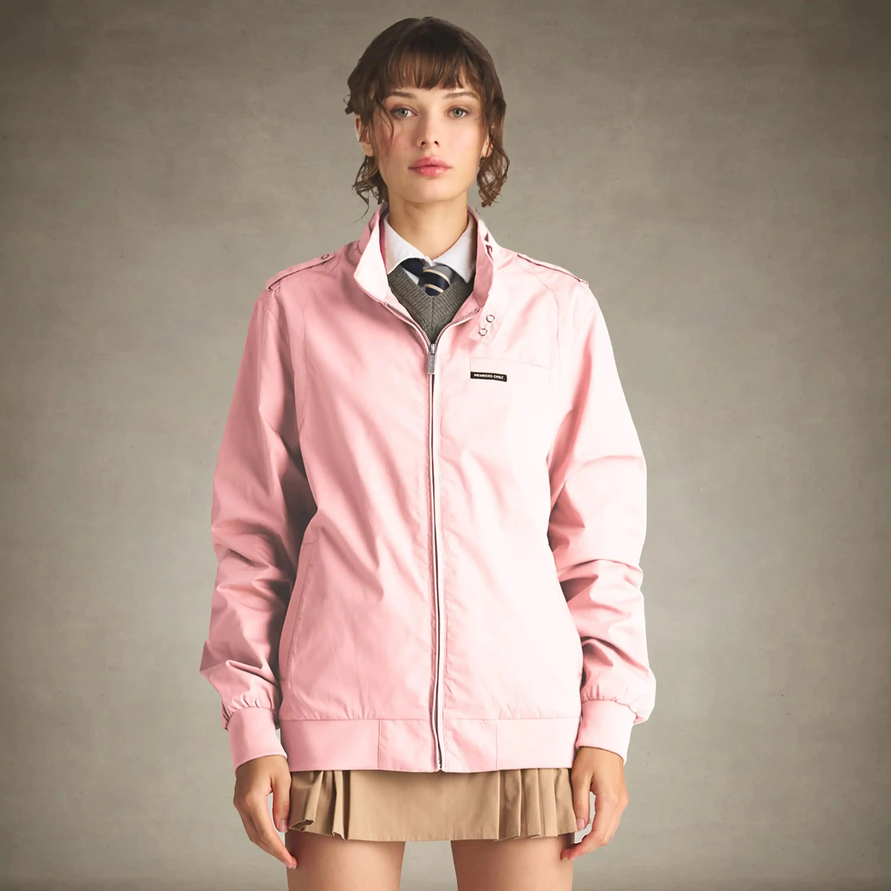 80s style oversized light pink summer jacket for women
