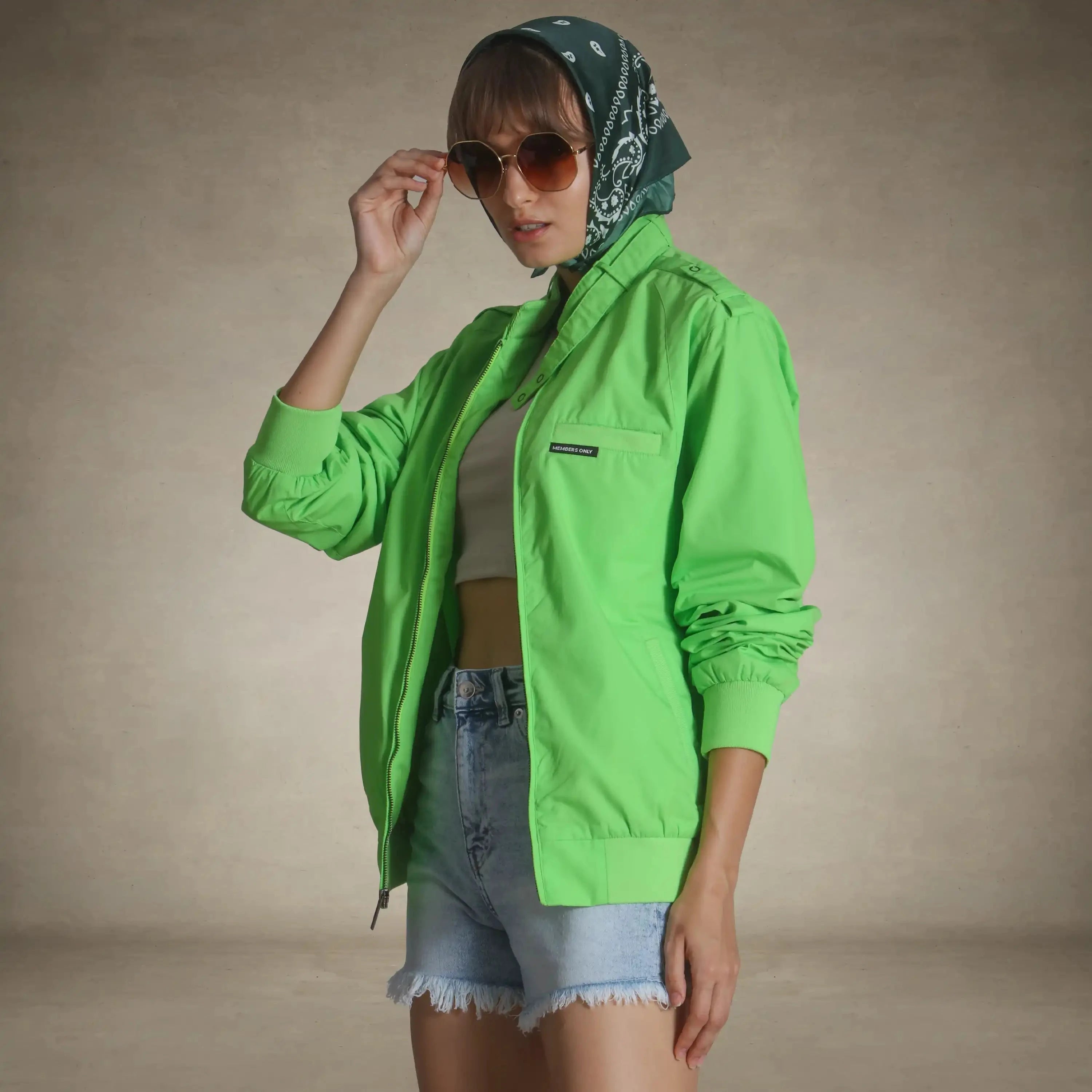 women's members only 80s fashion jacket lime green x-small