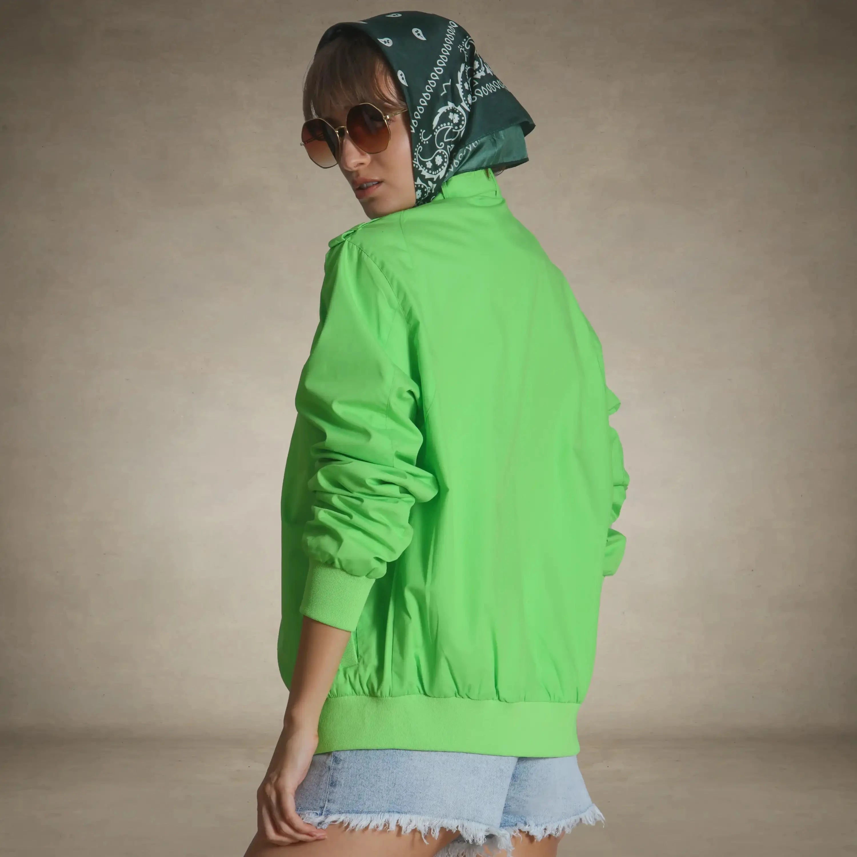 women's members only 80s fashion jacket lime green