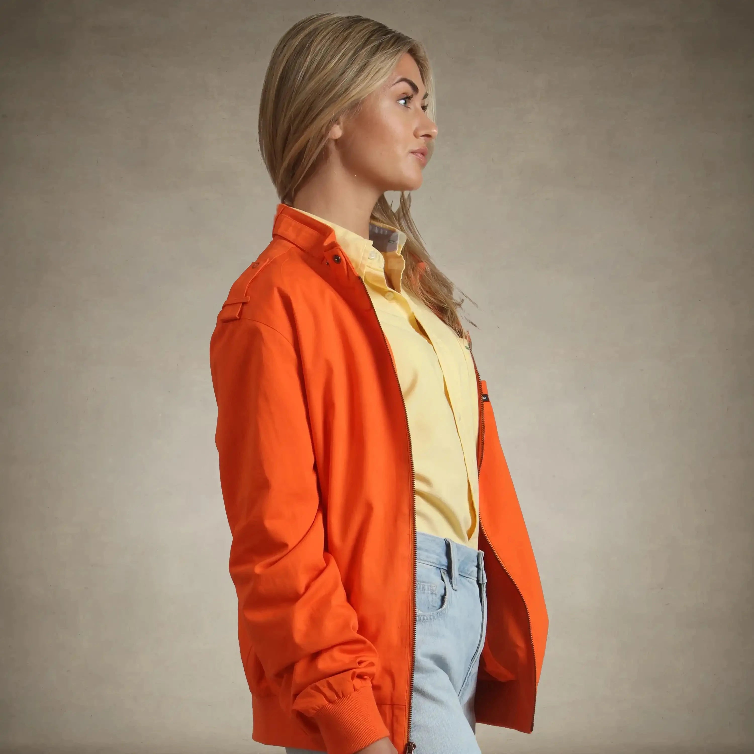 members only 80s womens fashion orange jacket
