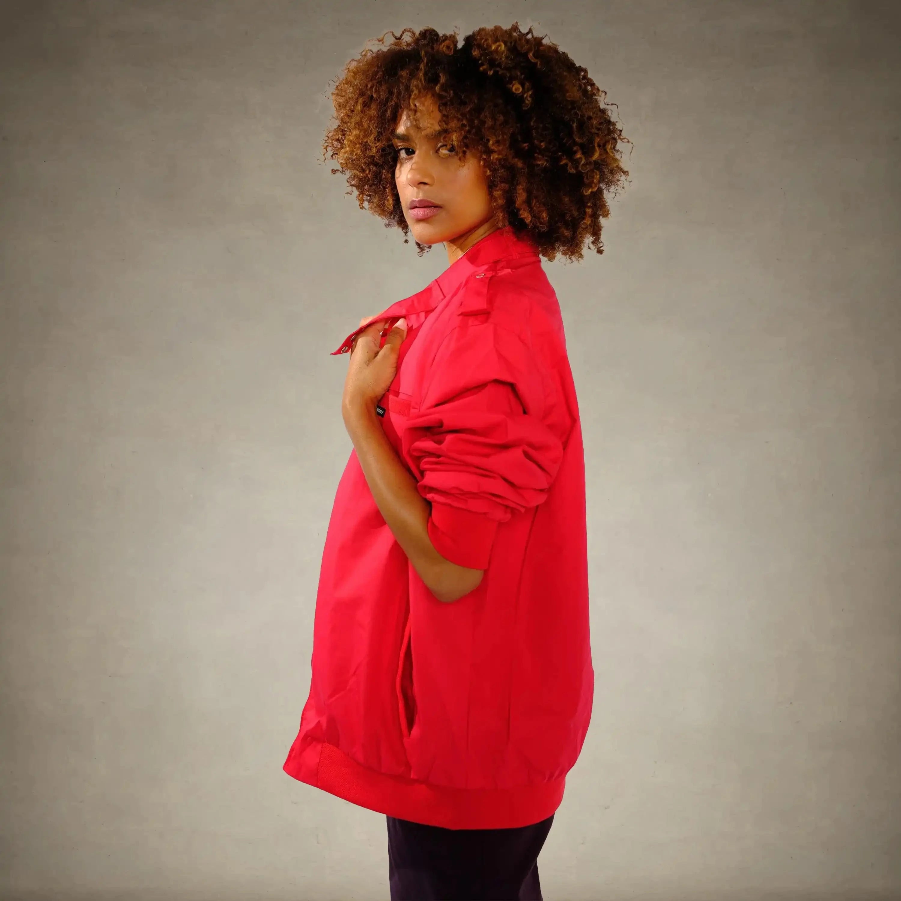 women's members only racer jacket red