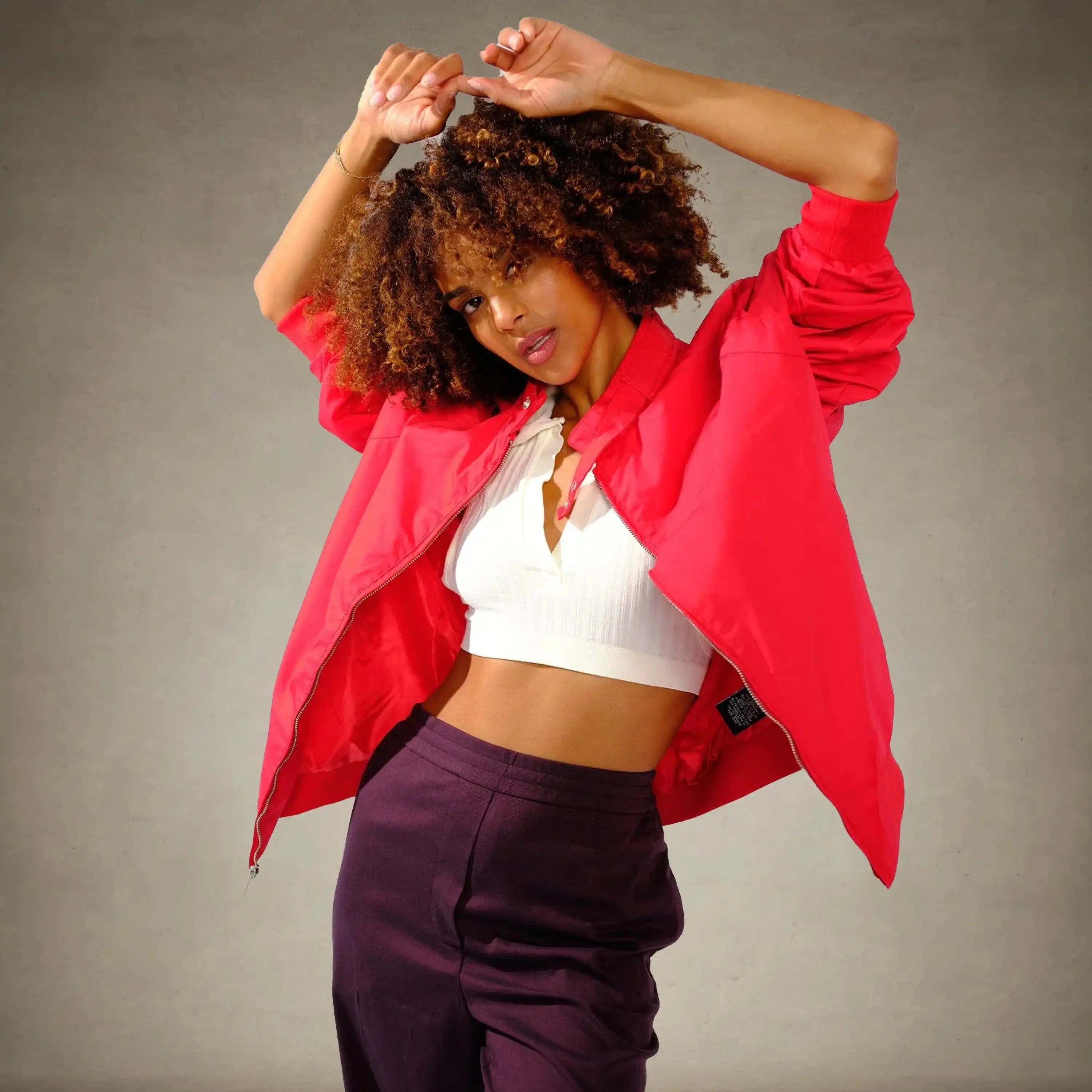 women's members only racer jacket red
