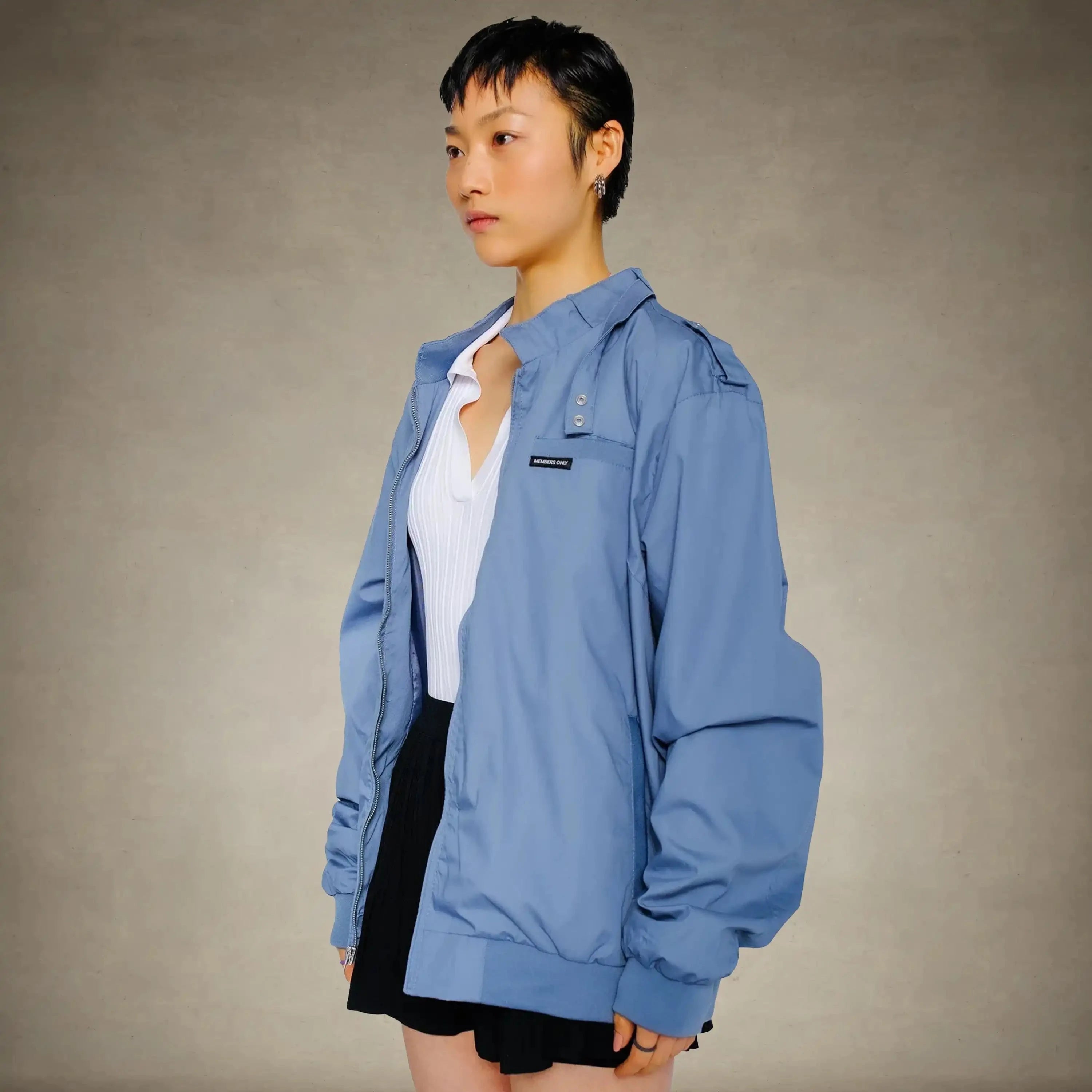 members only 80s fashion spring jacket women slate