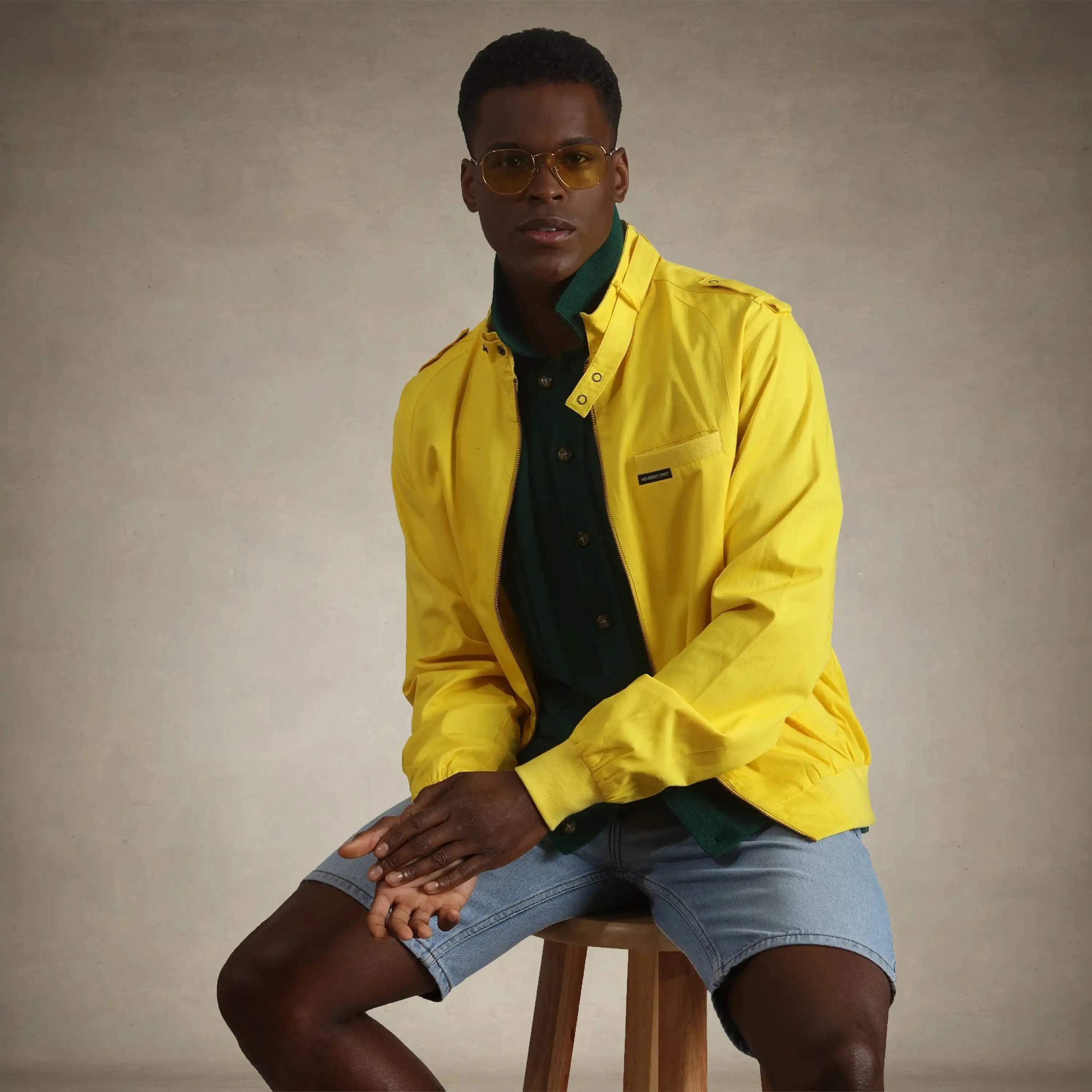 Men's Classic Iconic Racer Jacket members only jacket yellow