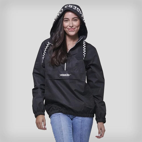 Women's Poly Taslon Pullover Jacket with hood - FINAL SALE Womens Jacket Members Only BLACK X-Small 