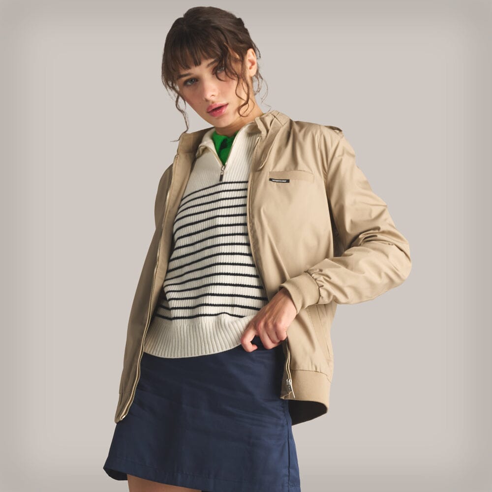 Women's Classic Iconic Racer Jacket (Slim Fit) Women's Iconic Jacket Members Only Khaki X-Small 