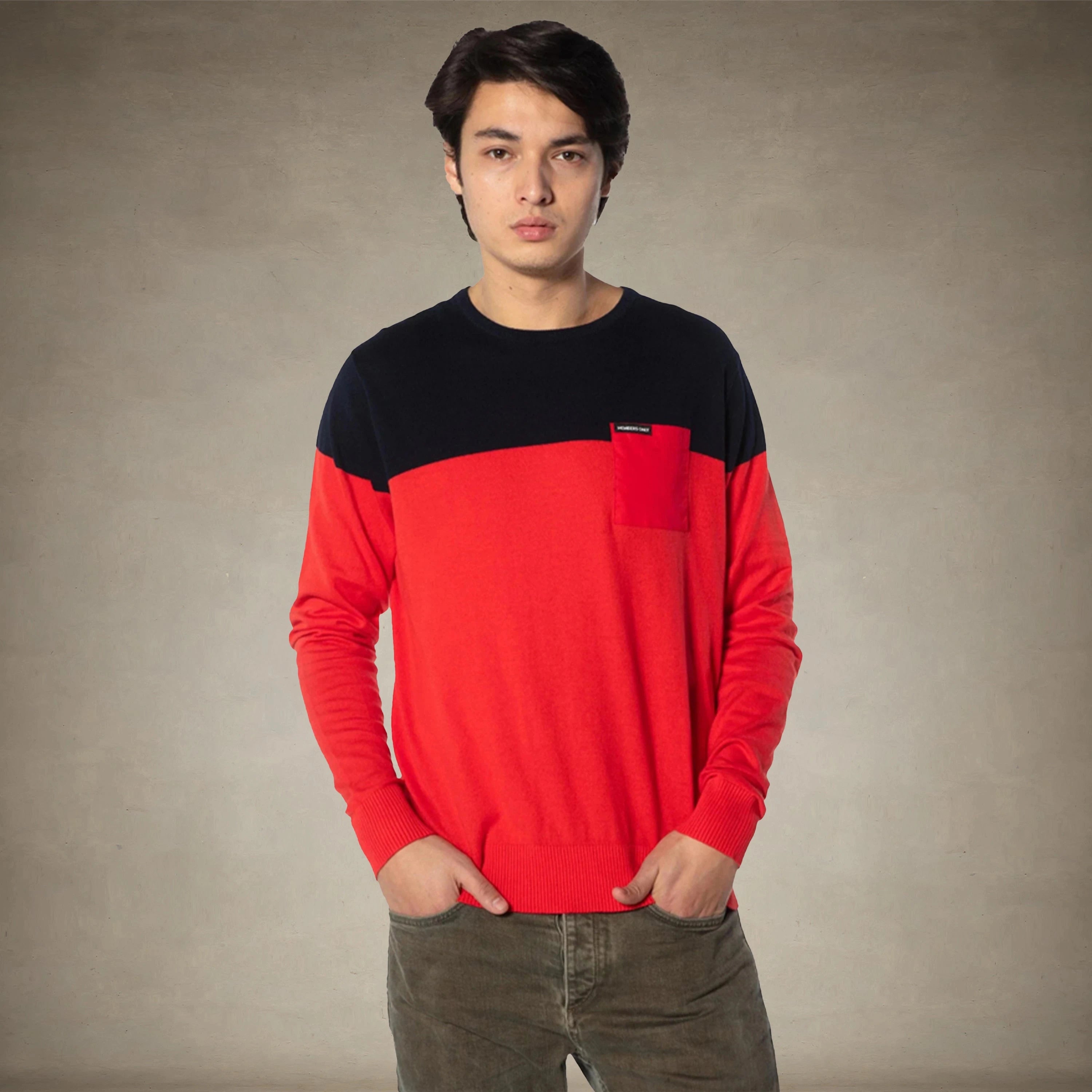 Men's Color Block Pullover Sweater - FINAL SALE Mens Shirt Members Only® Red Small 