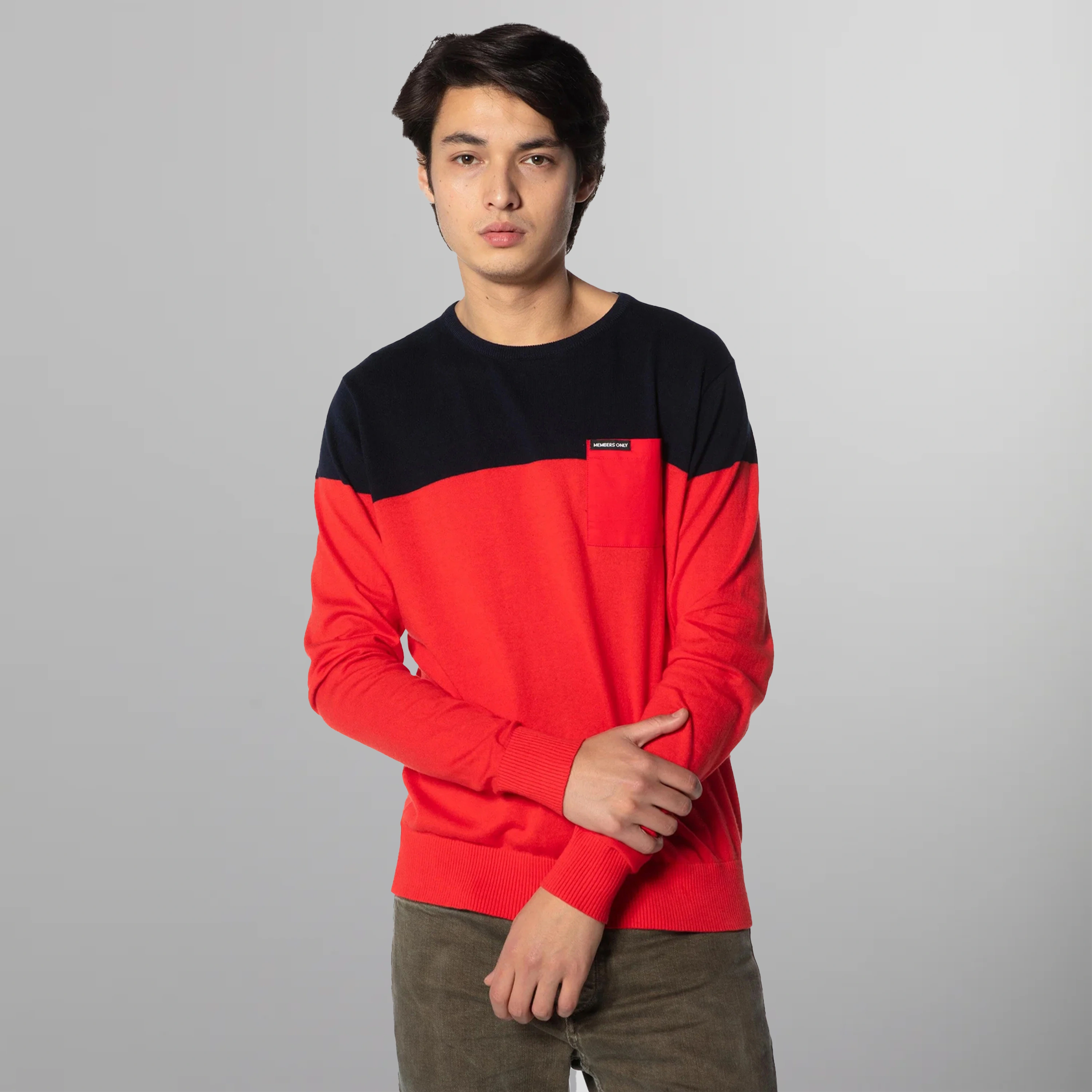 Men's Color Block Pullover Sweater - FINAL SALE Mens Shirt Members Only | Red