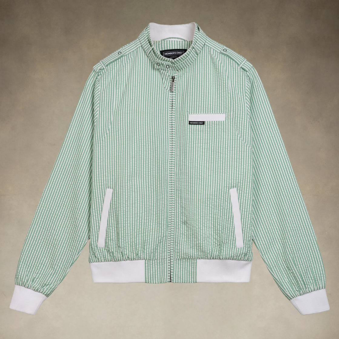 Women's Seersucker Iconic Racer Jacket | Lightweight Cotton W/R Jacket