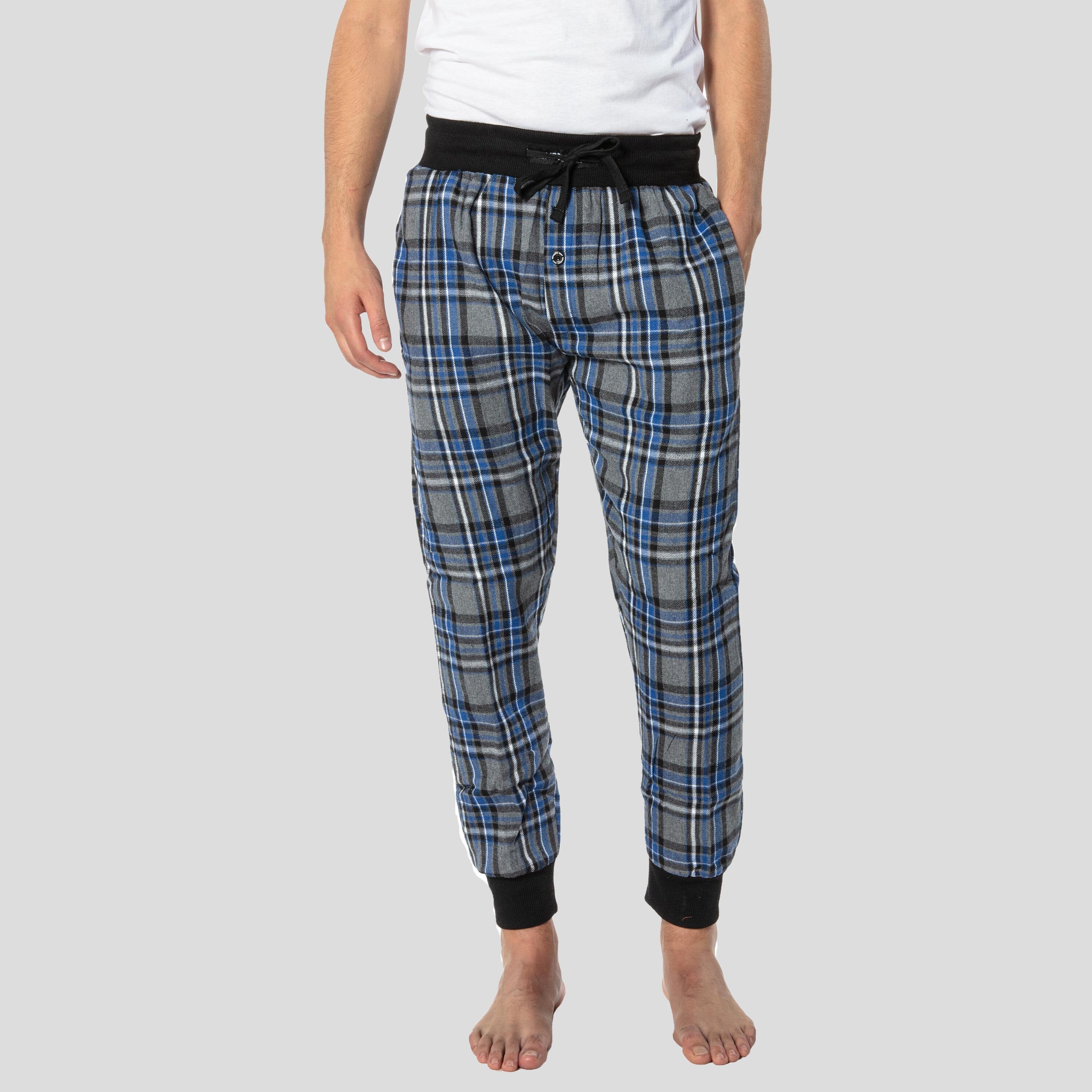 Men's Flannel Jogger Lounge Pants - Charcoal/Blue Men's Sleep Pant Members Only 