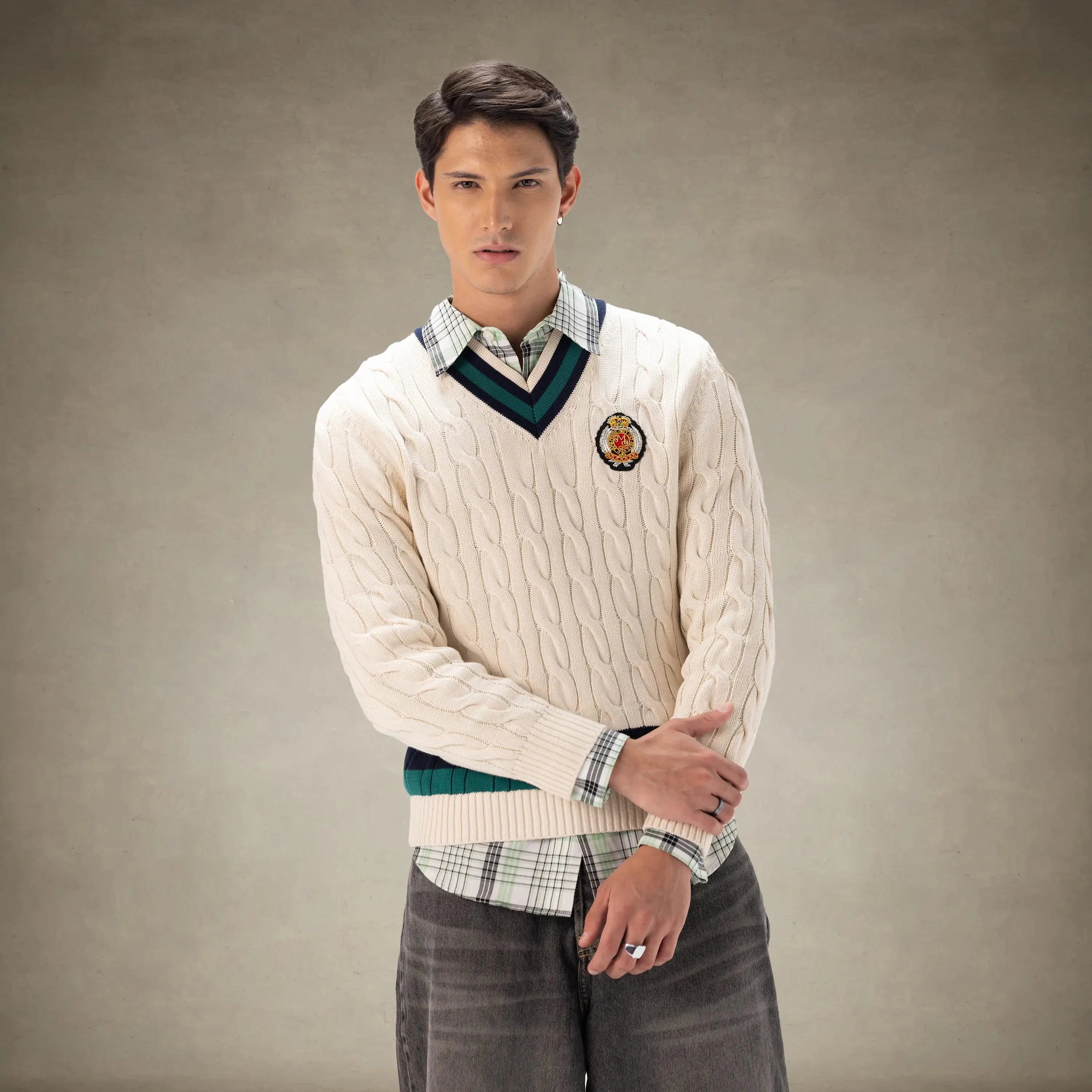 Men's Cable Knit Cricket Sweater Members Only® Off-White Small 