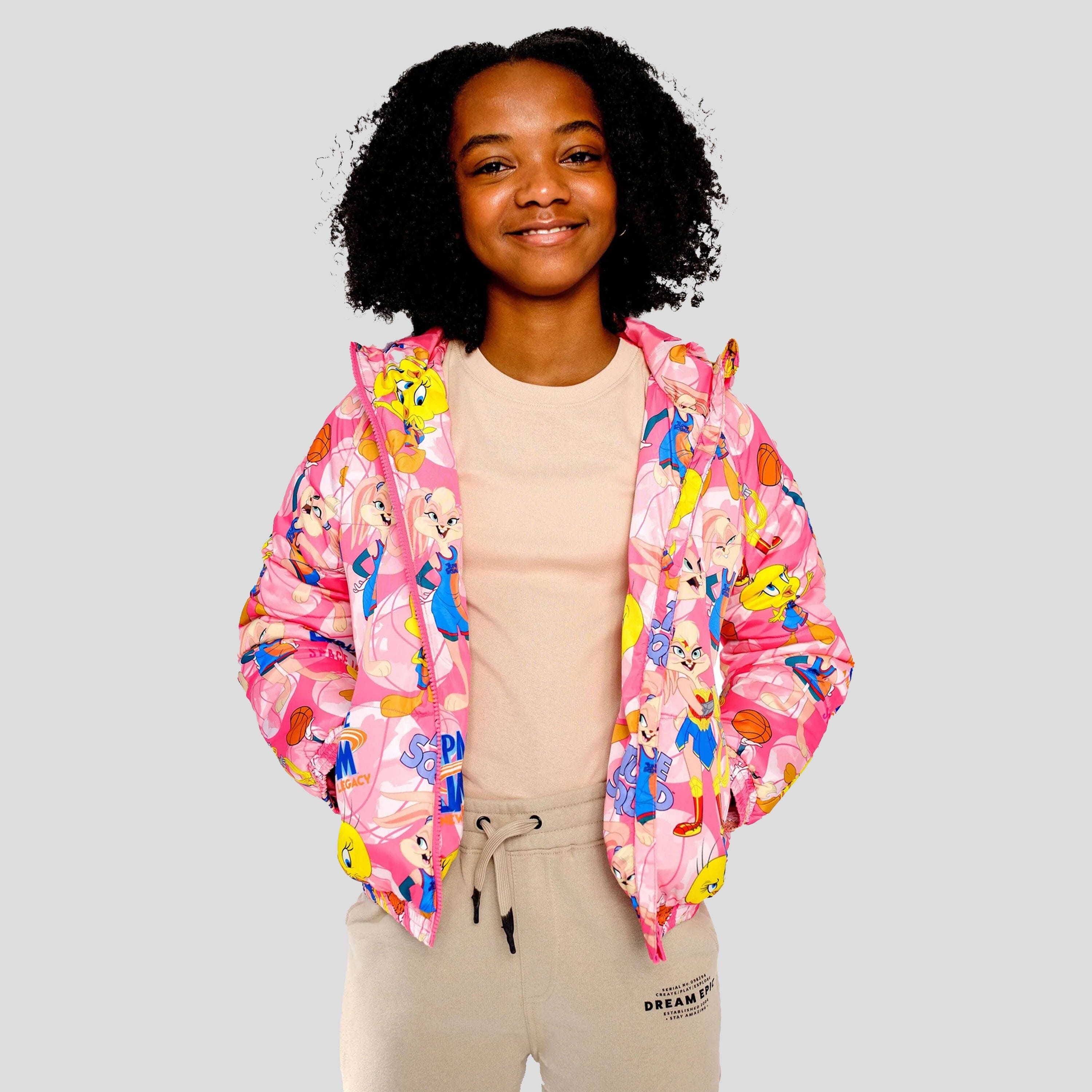 Girl's Heavy Quilted Puffer in New Looney Mash Jacket - FINAL SALE Girl's Jacket Members Only 