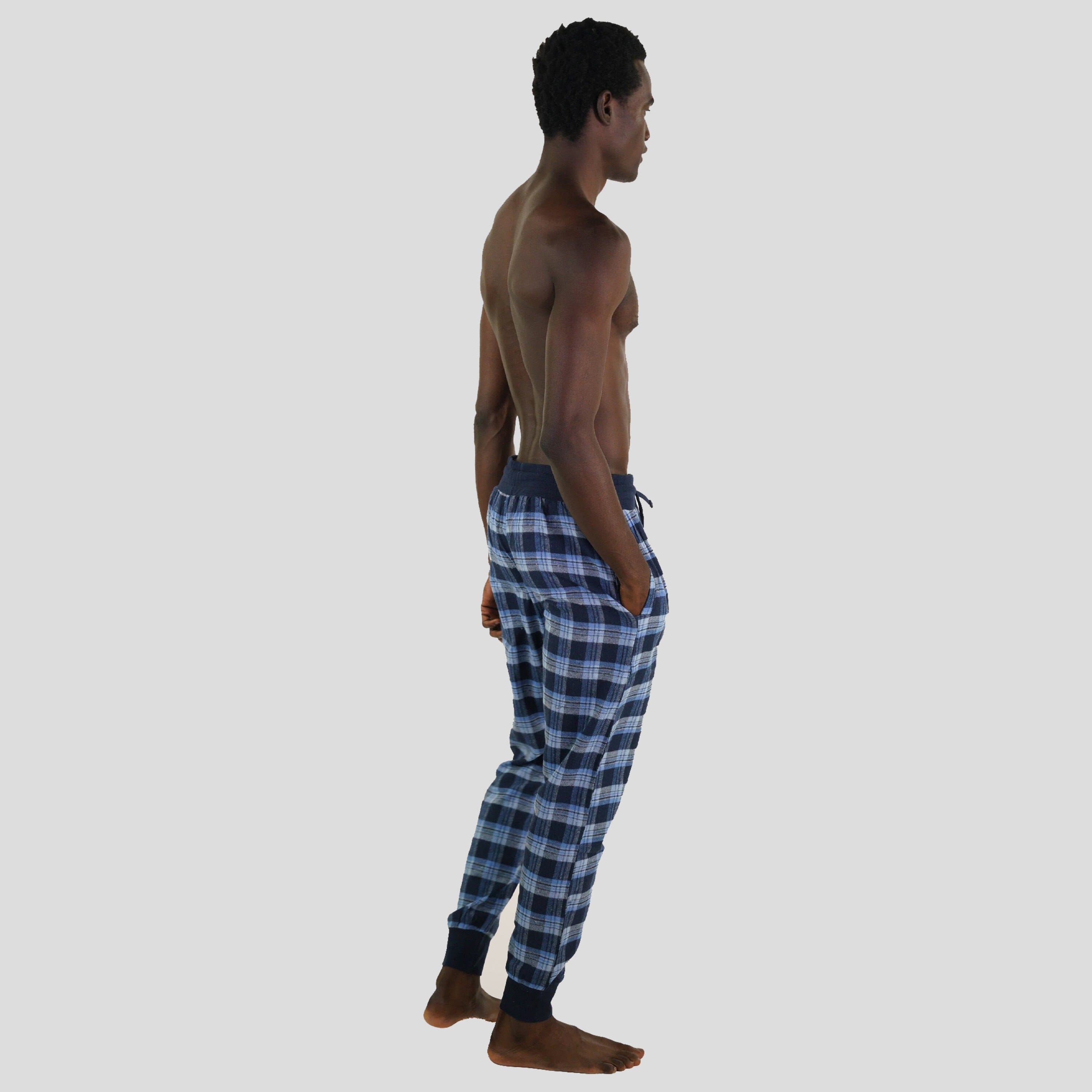 Men's Flannel Jogger Lounge Pants - LT Blue Men's Sleep Pant Members Only 