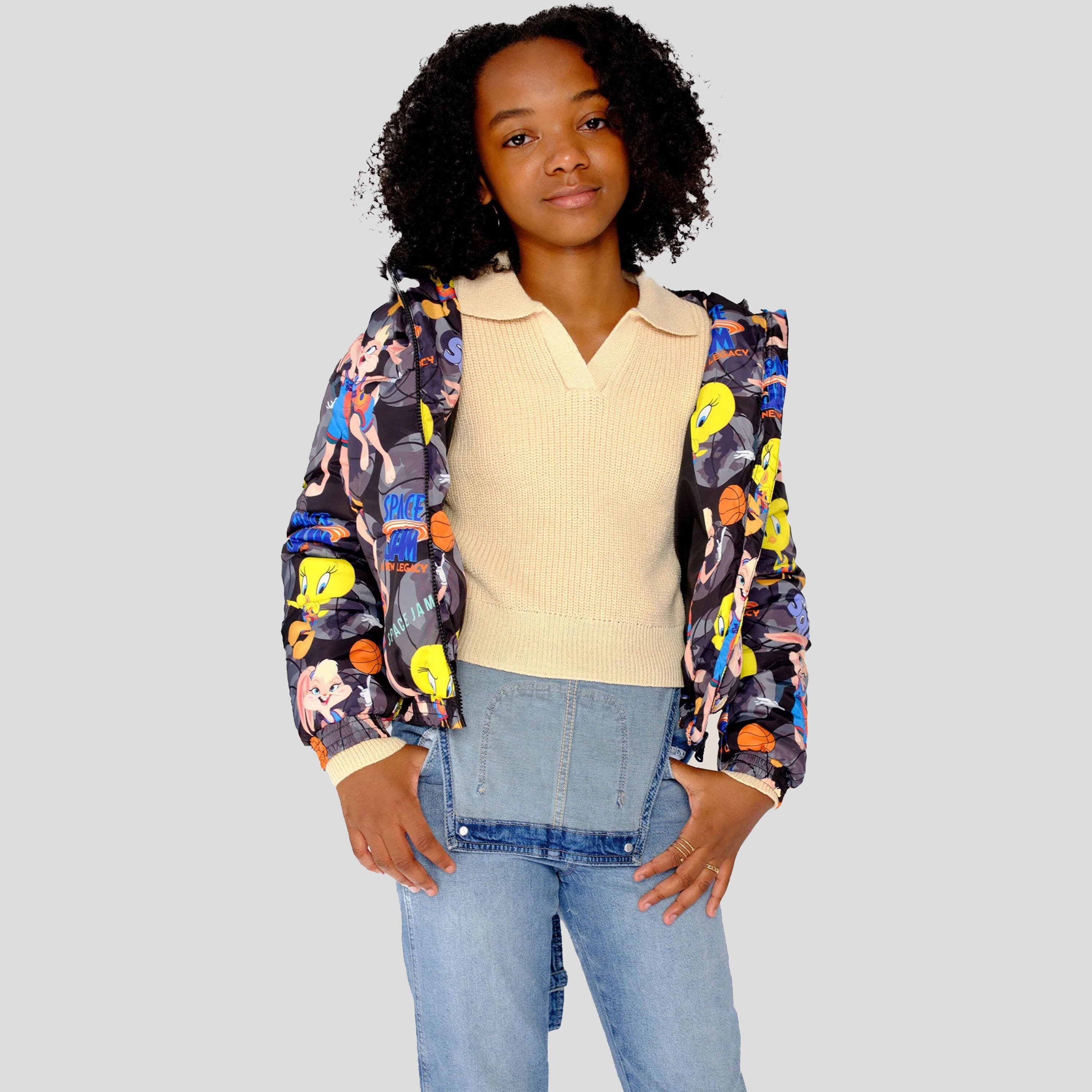 Girl's Heavy Quilted Puffer in New Looney Mash Jacket - FINAL SALE Girl's Jacket Members Only 