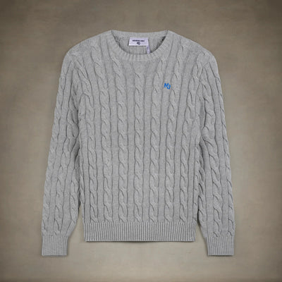Men's Crew Neck Cable Sweater Members Only® Grey Small 