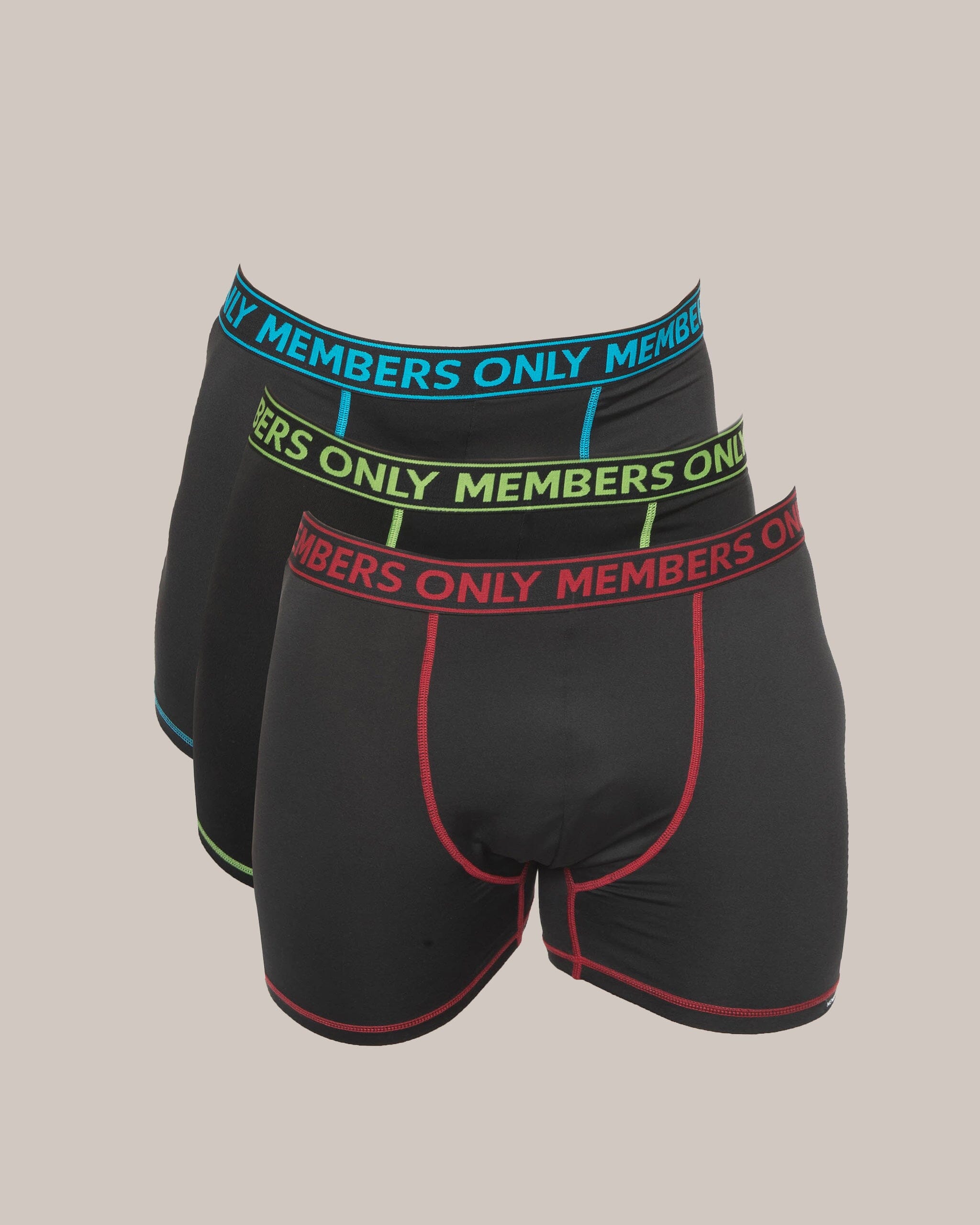 Members Only 3PK Athletic Boxer Brief Contrast Elastic Briefs Members Only BLACK SMALL 