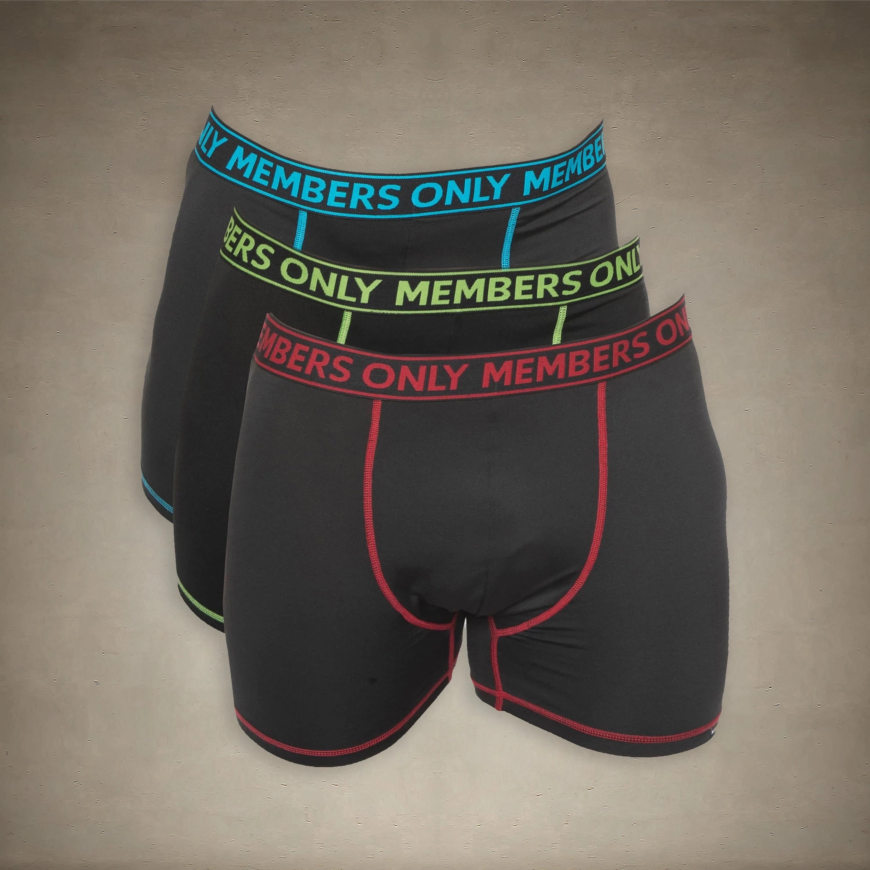 Men's 3PK Athletic Boxer Brief Contrast Elastic - FINAL SALE Briefs Members Only® Black SMALL 