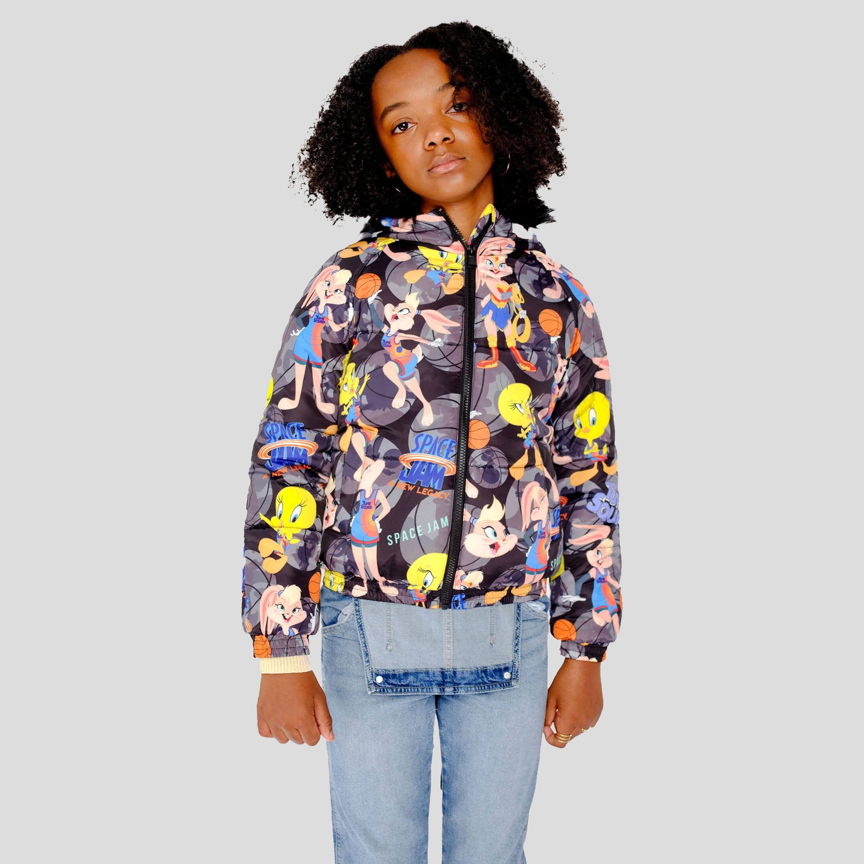 Girl's Heavy Quilted Puffer in New Looney Mash Jacket - FINAL SALE Girl's Jacket Members Only 