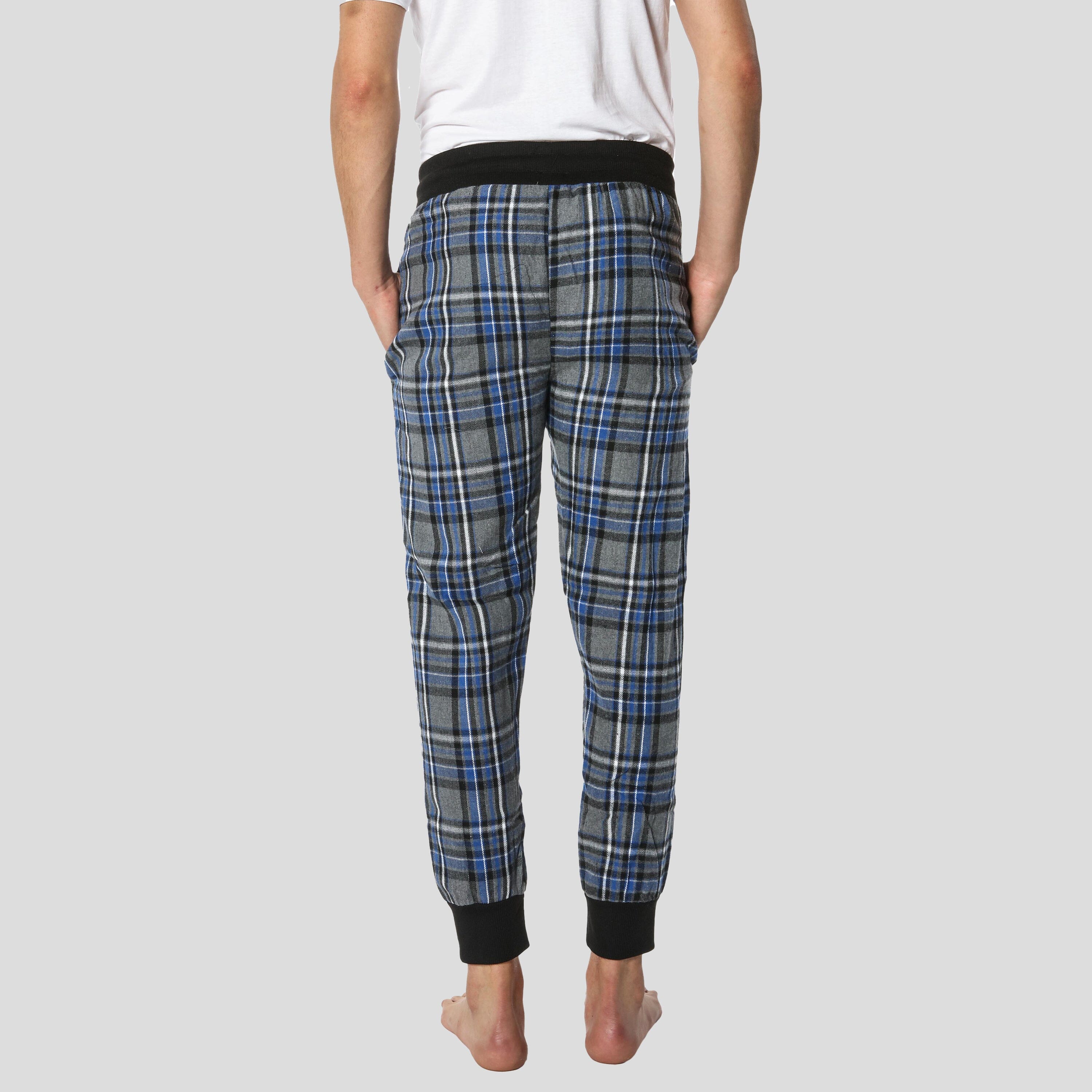 Men's Flannel Jogger Lounge Pants - Charcoal/Blue Men's Sleep Pant Members Only 