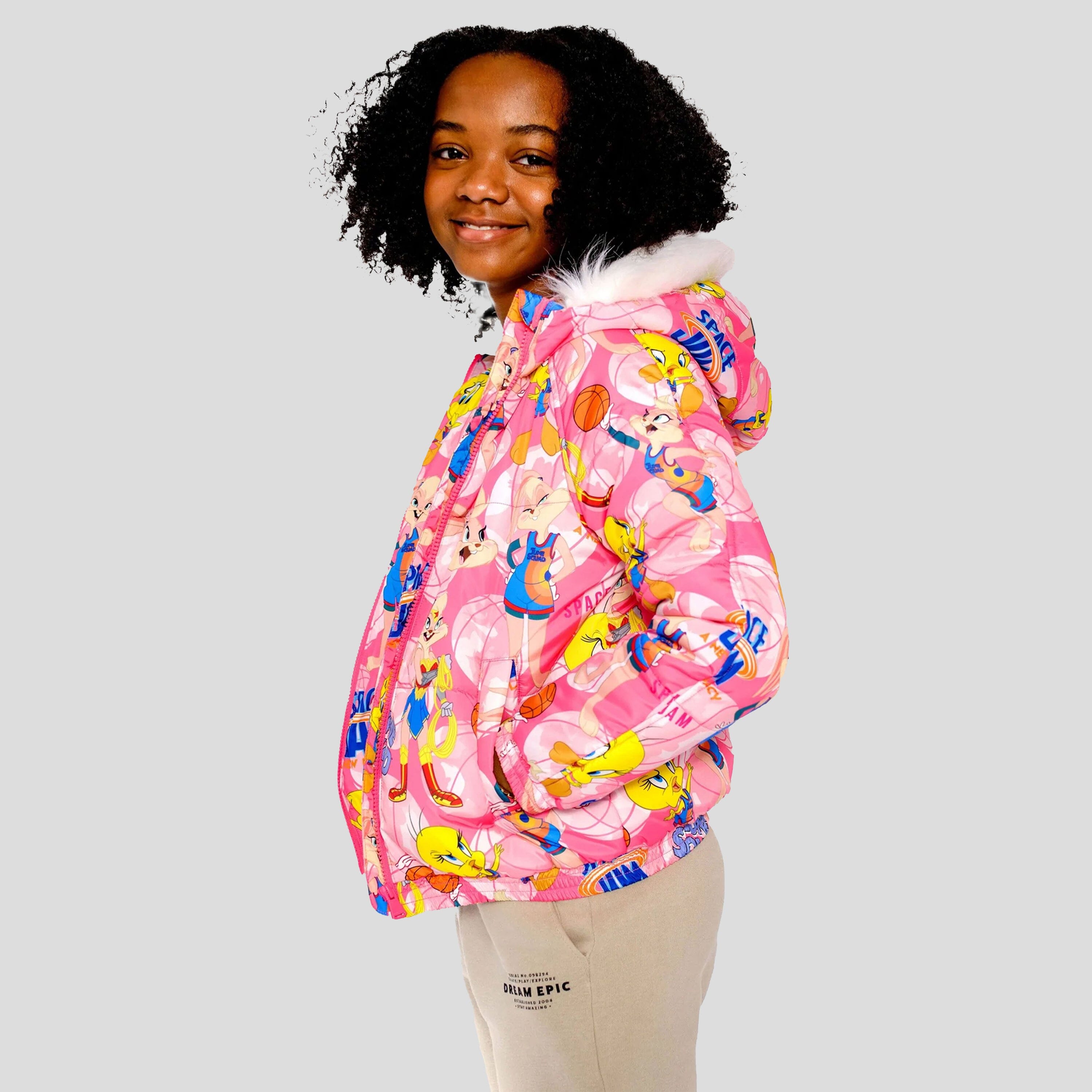 Girl's Heavy Quilted Puffer in New Looney Mash Jacket - FINAL SALE Girl's Jacket Members Only 