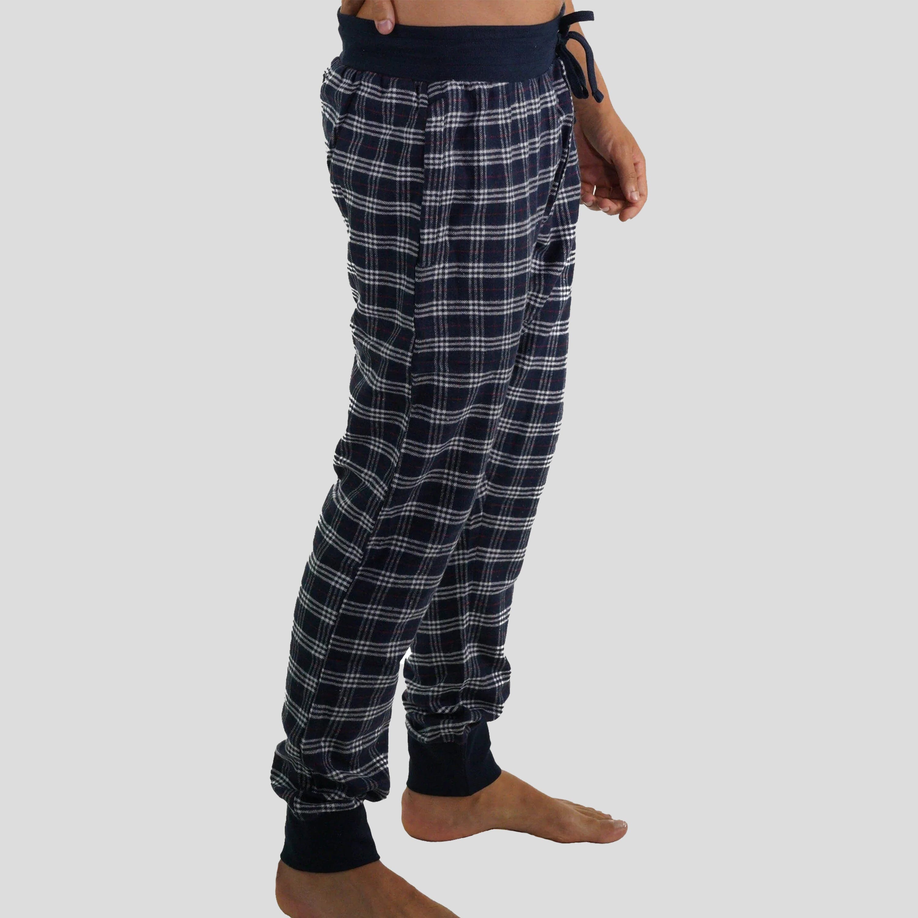 Men's Flannel Jogger Lounge Pants - GREY/RED Men's Sleep Pant Members Only 
