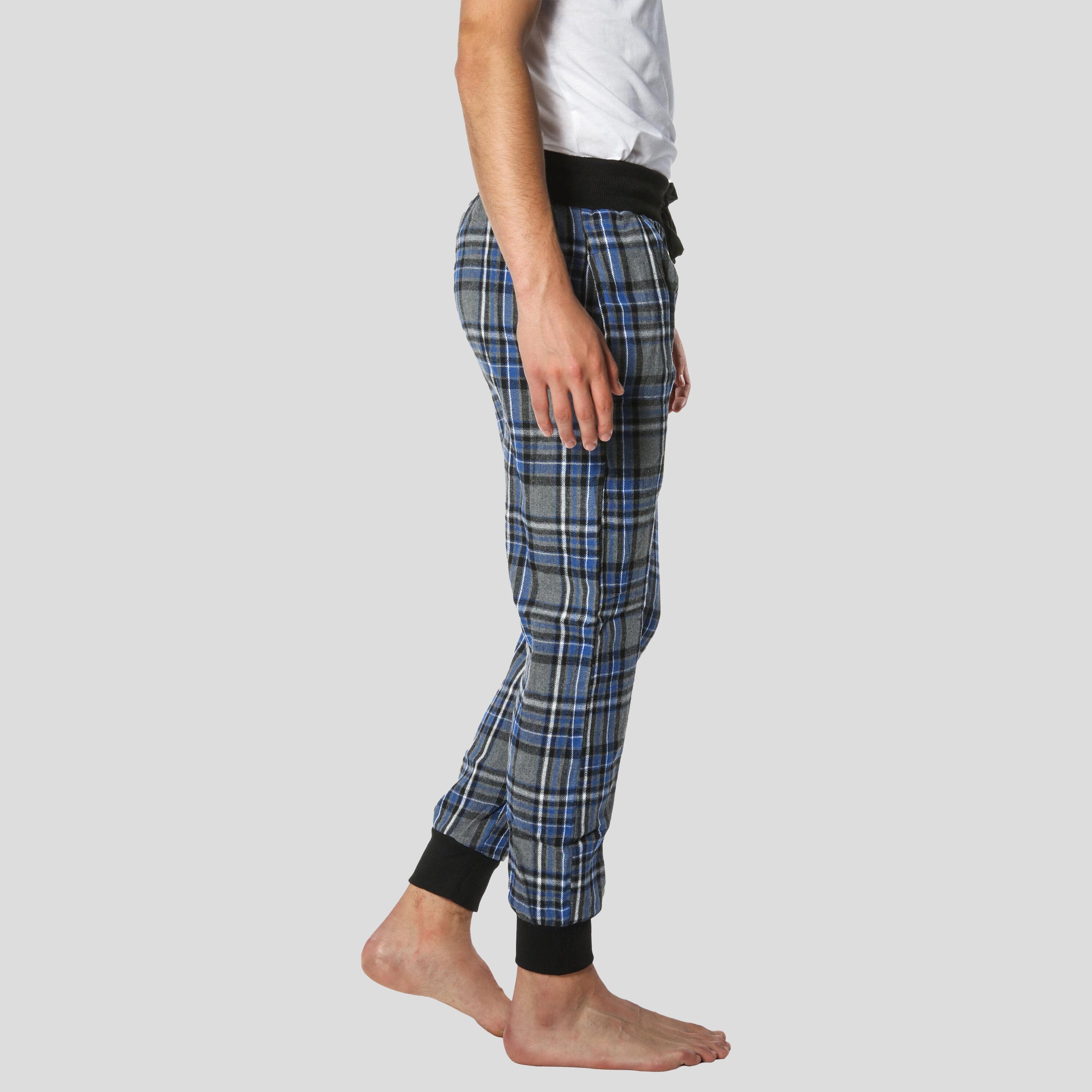 Men's Flannel Jogger Lounge Pants - Charcoal/Blue