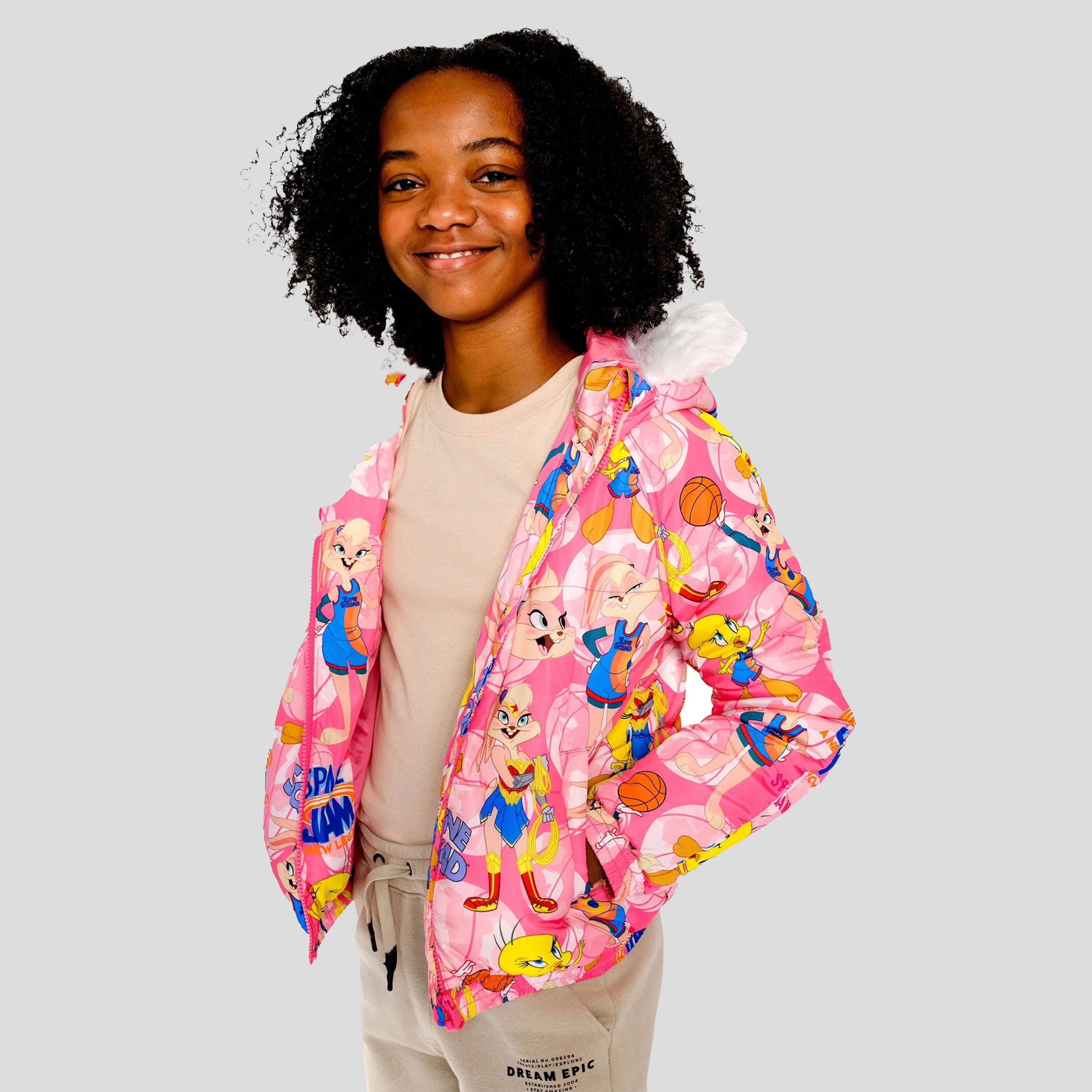 Girl's Heavy Quilted Puffer in New Looney Mash Jacket - FINAL SALE Girl's Jacket Members Only 