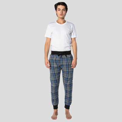 Men's Flannel Jogger Lounge Pants - Charcoal/Blue Men's Sleep Pant Members Only 