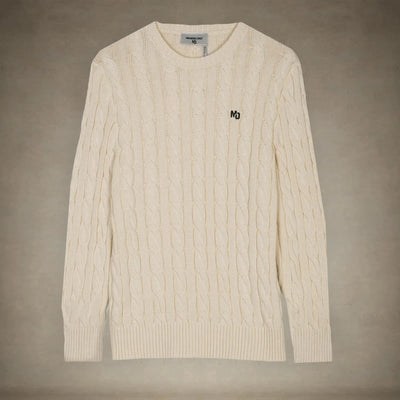 Women's Crew Neck Cable Sweater Members Only® Off-White Small 