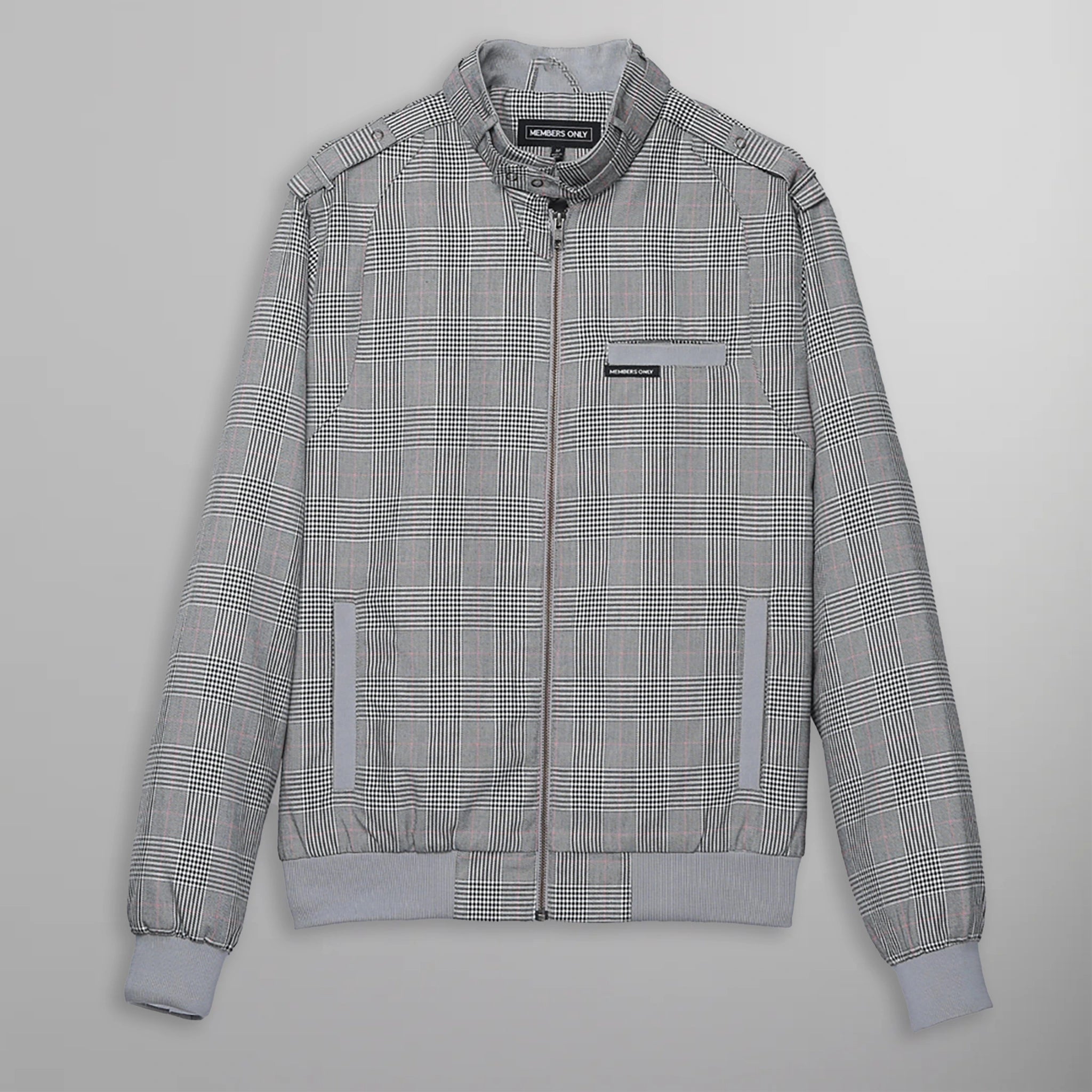 Men's Anderson Glen Plaid Iconic Racer Jacket Men's Iconic Jacket Members Only | grey print