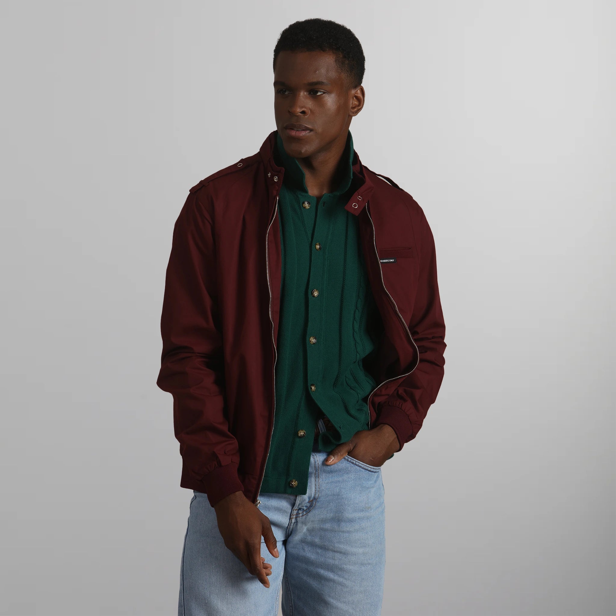 Men's Classic Iconic Racer Jacket Men's Iconic Jacket Members Only Burgundy Small 