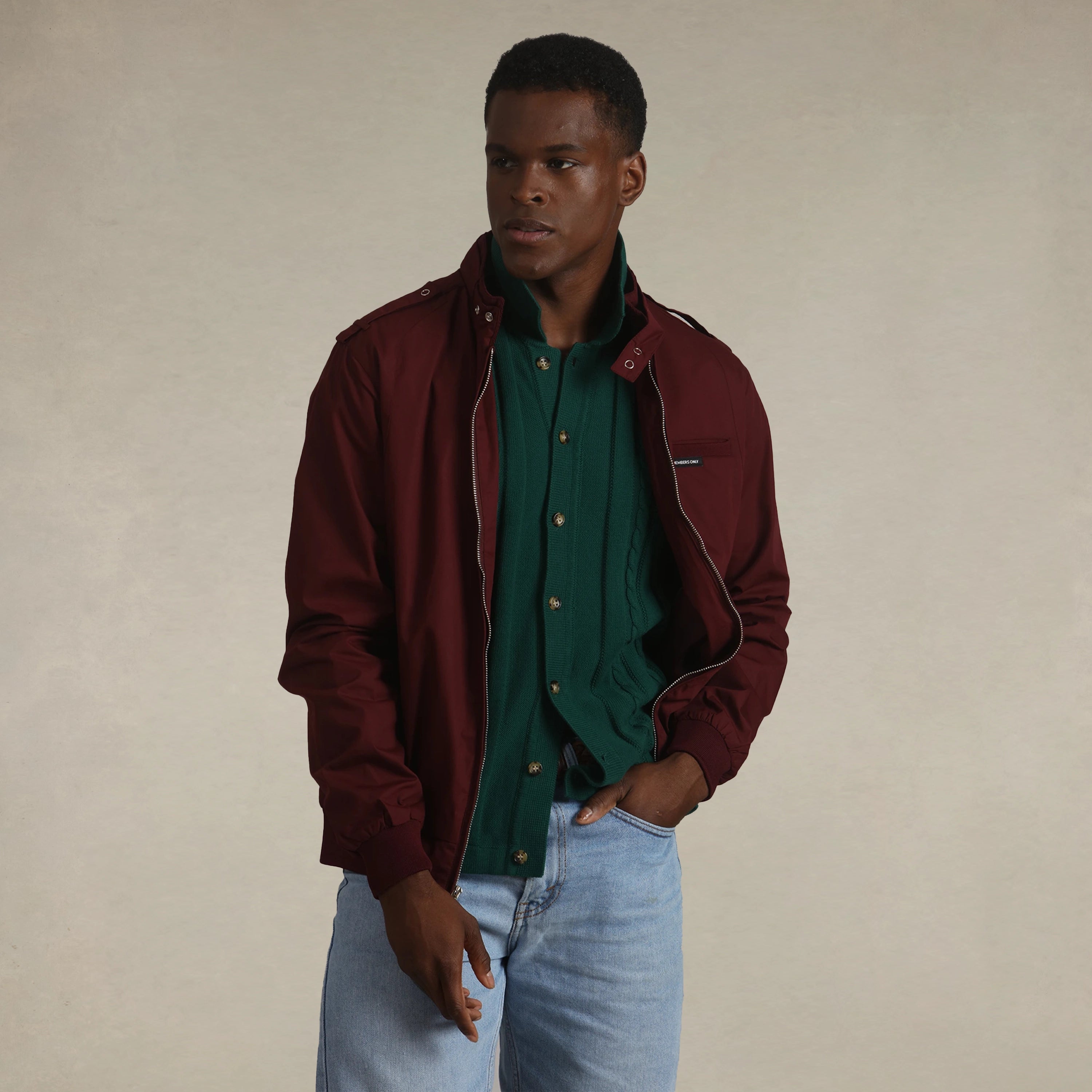 Men's Classic Iconic Racer Jacket Men's Iconic Jacket Members Only Burgundy Small 