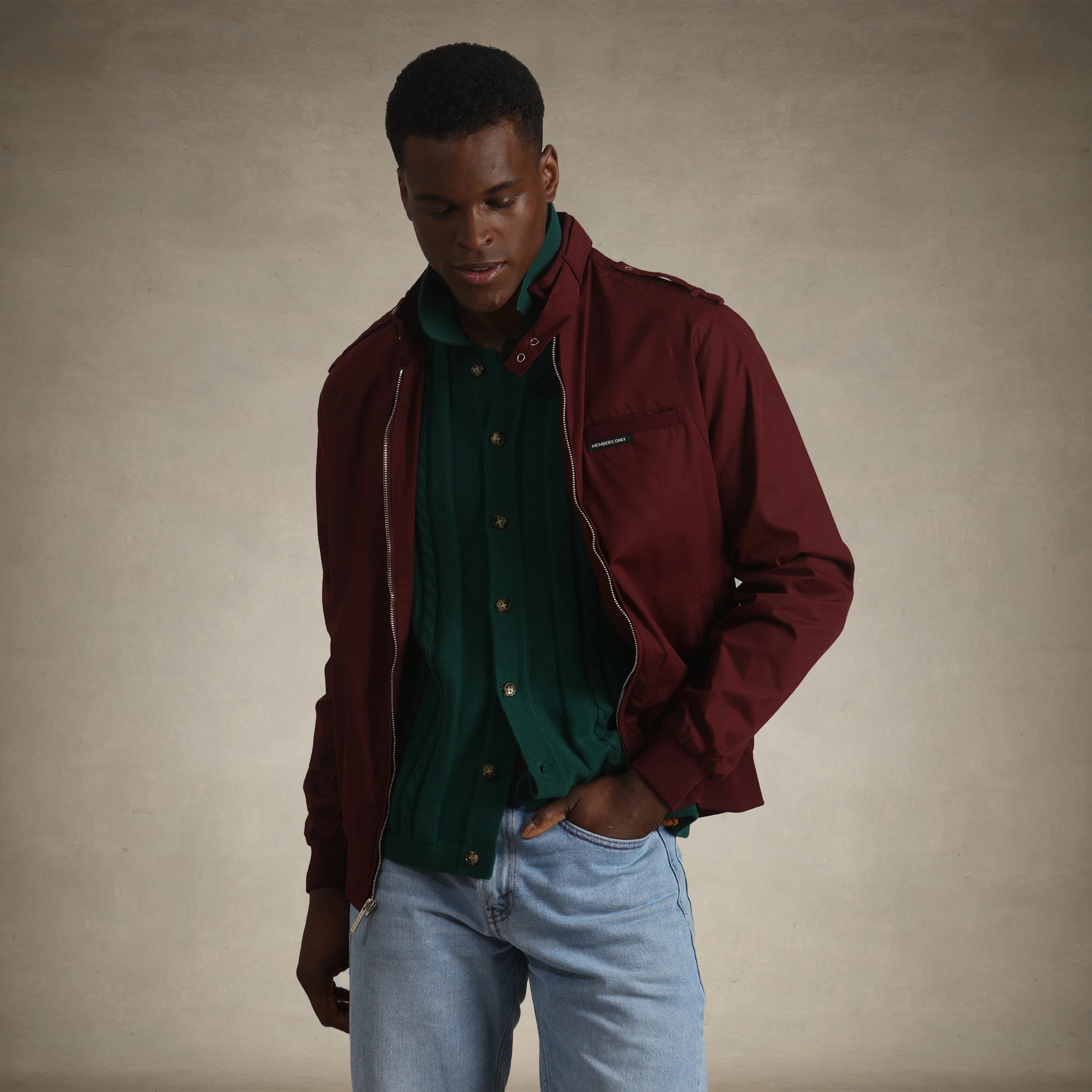 Men's Big & Tall Classic Iconic Racer Jacket Unisex Members Only® Burgundy 3X-Large 